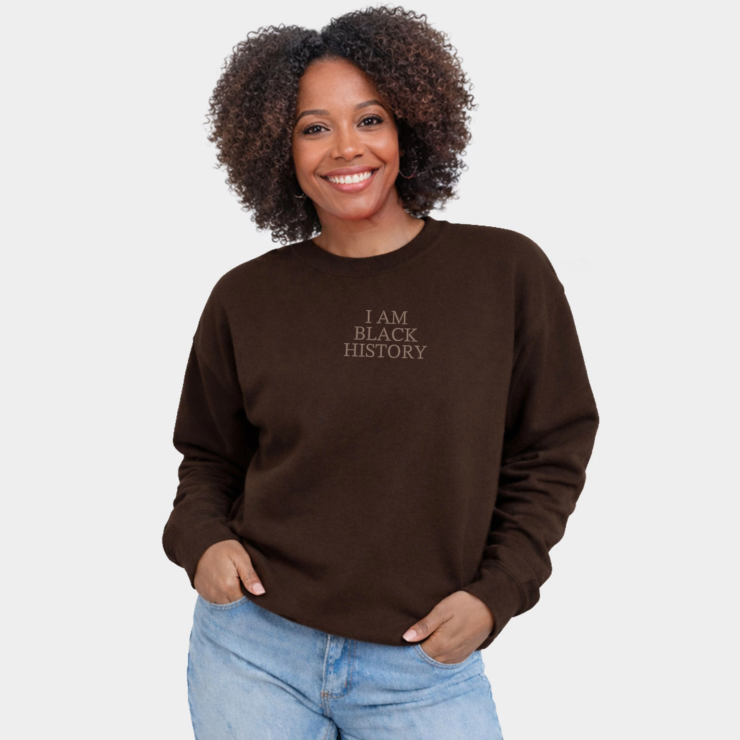 Simply Sage Market - Embroidered I Am Black History  Women's Graphic Sweatshirt