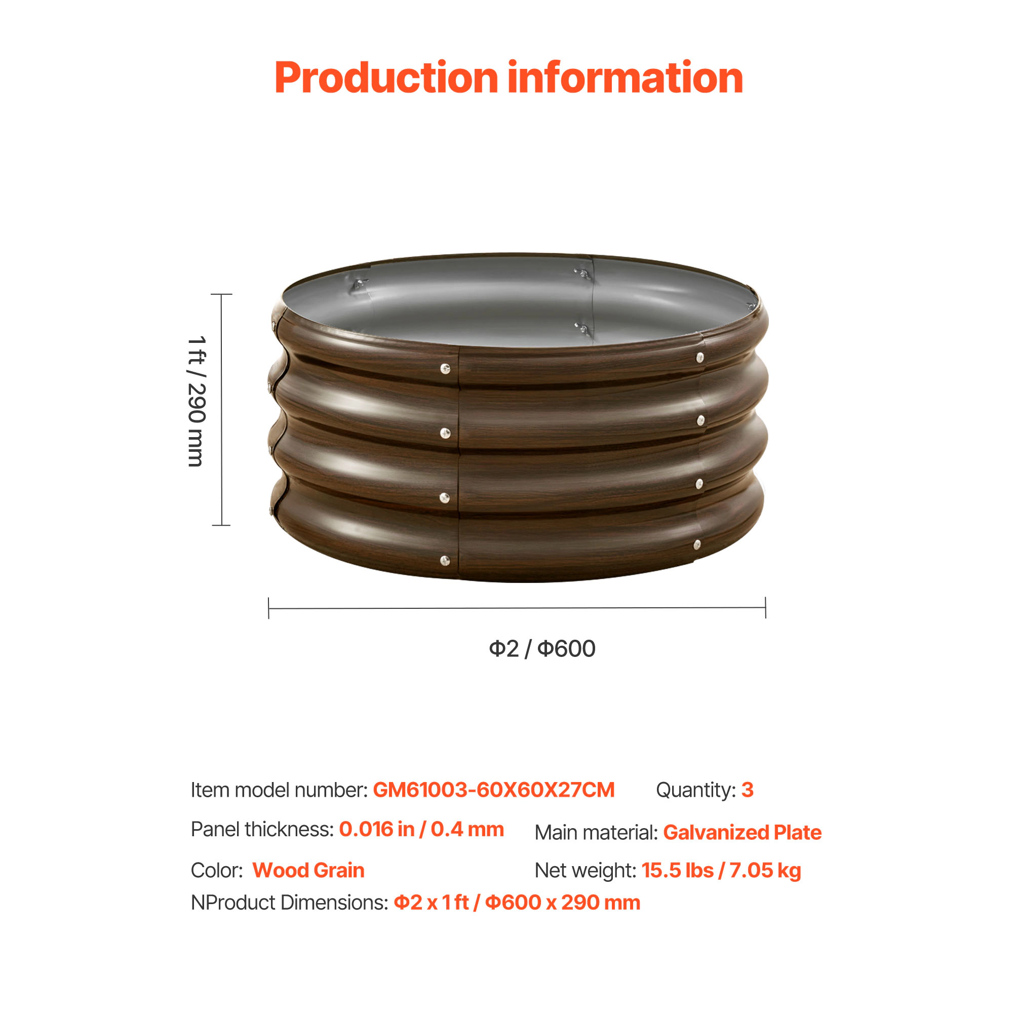 HONGGE Metal Raised Garden Outdoor Galvanized Planter Garden Planter Raised for Vegetables Flowers