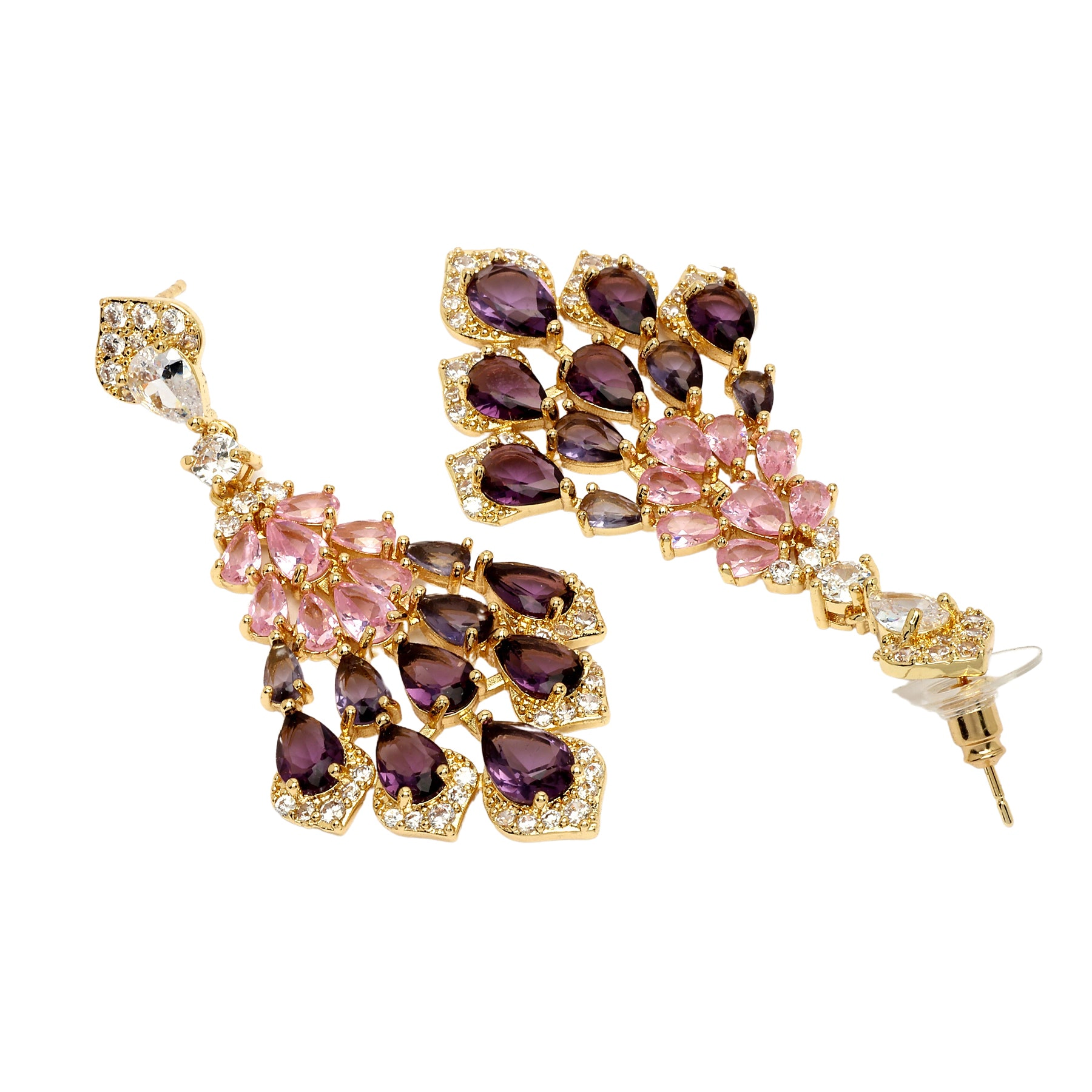AGP PARIS Womens Diva Peacock Feather Drop Earrings
