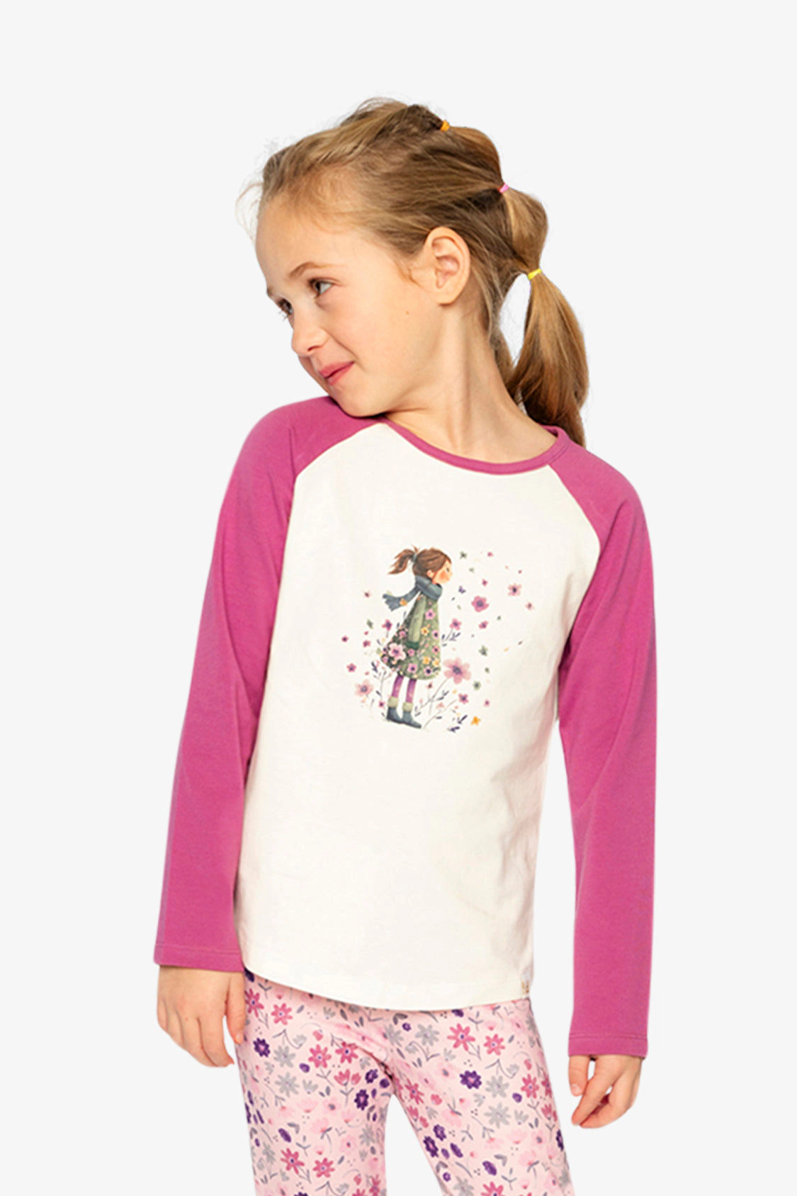 Deux par Girls Raglan Organic Cotton Garden Graphic T-Shirt