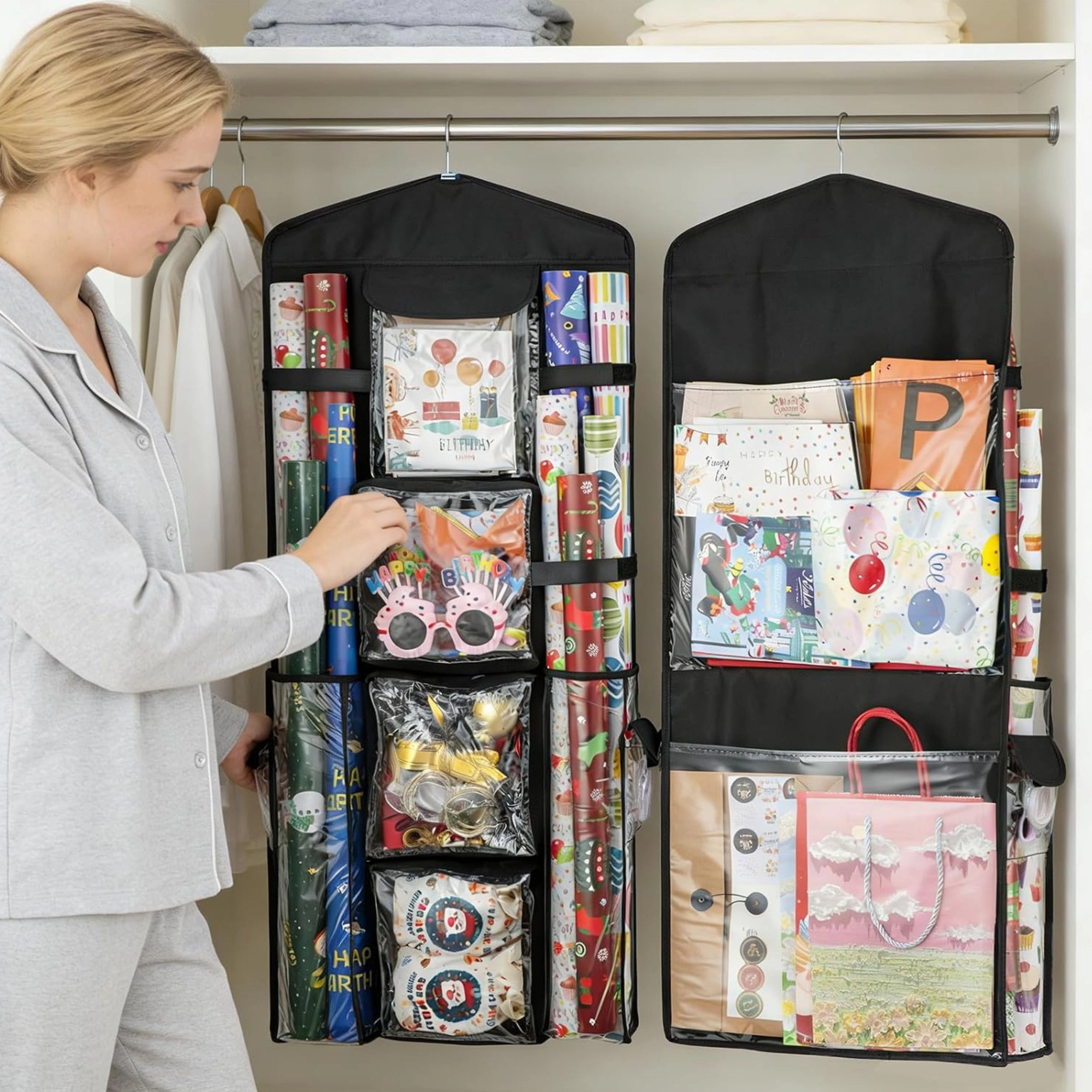 Stock Preferred Christmas Wrapping Paper and Gift Bag Hanging Storage Organizer