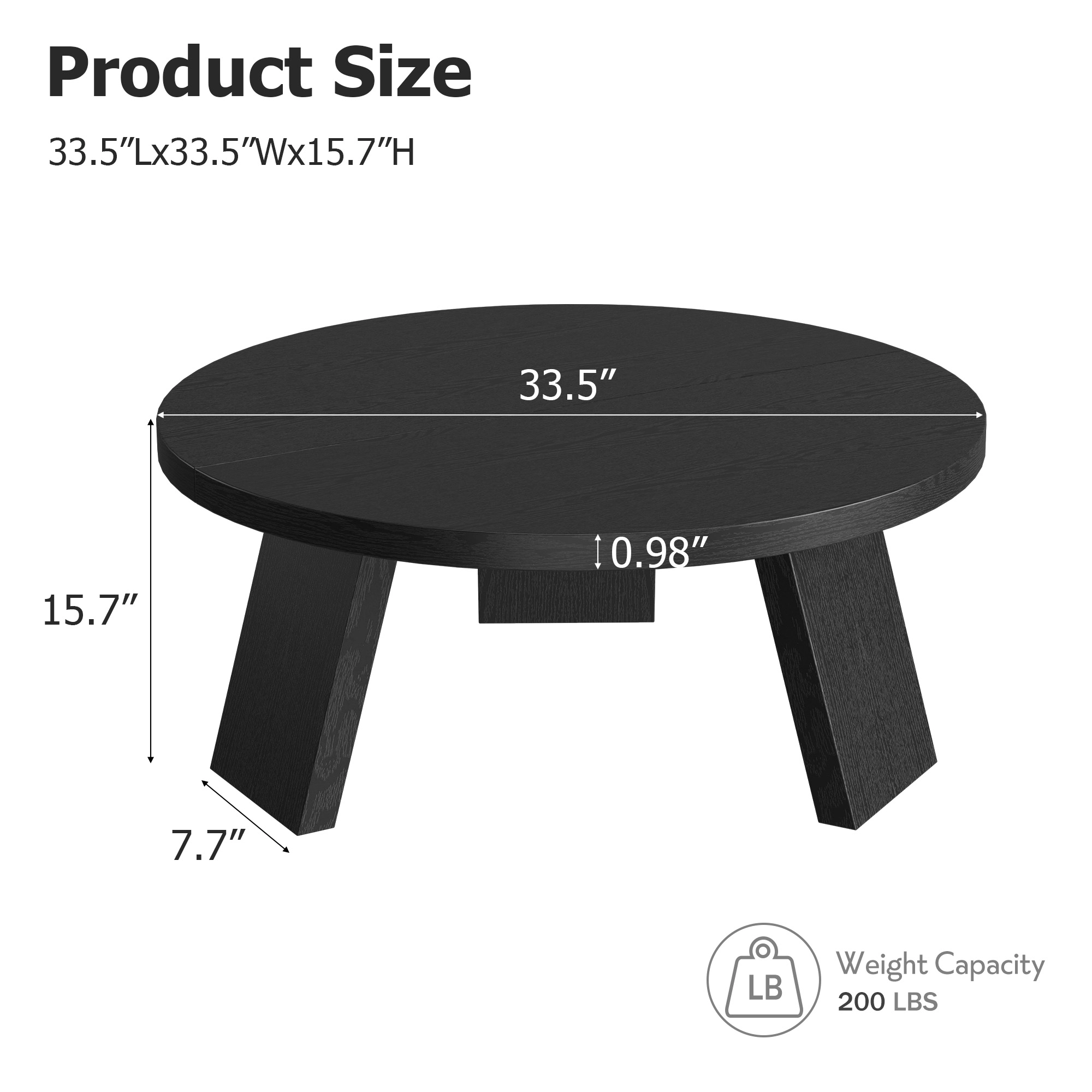 BebreezChic 33.5" Modern Round Coffee Table for Living Room, Light Oak Wood Circle Center Small Spaces