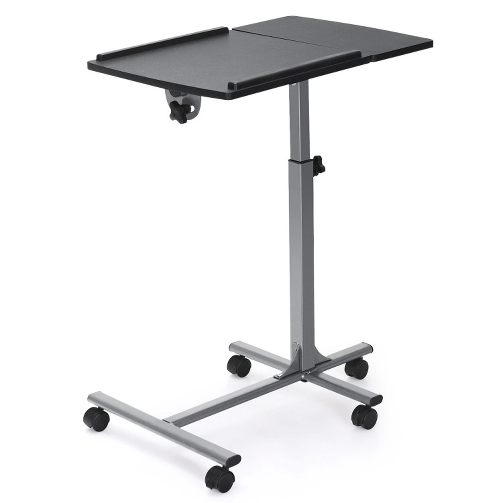 SUGIFT Adjustable Angle Height Rolling Laptop Lap Desk with Tilt Top 24.5-36-in Height Black