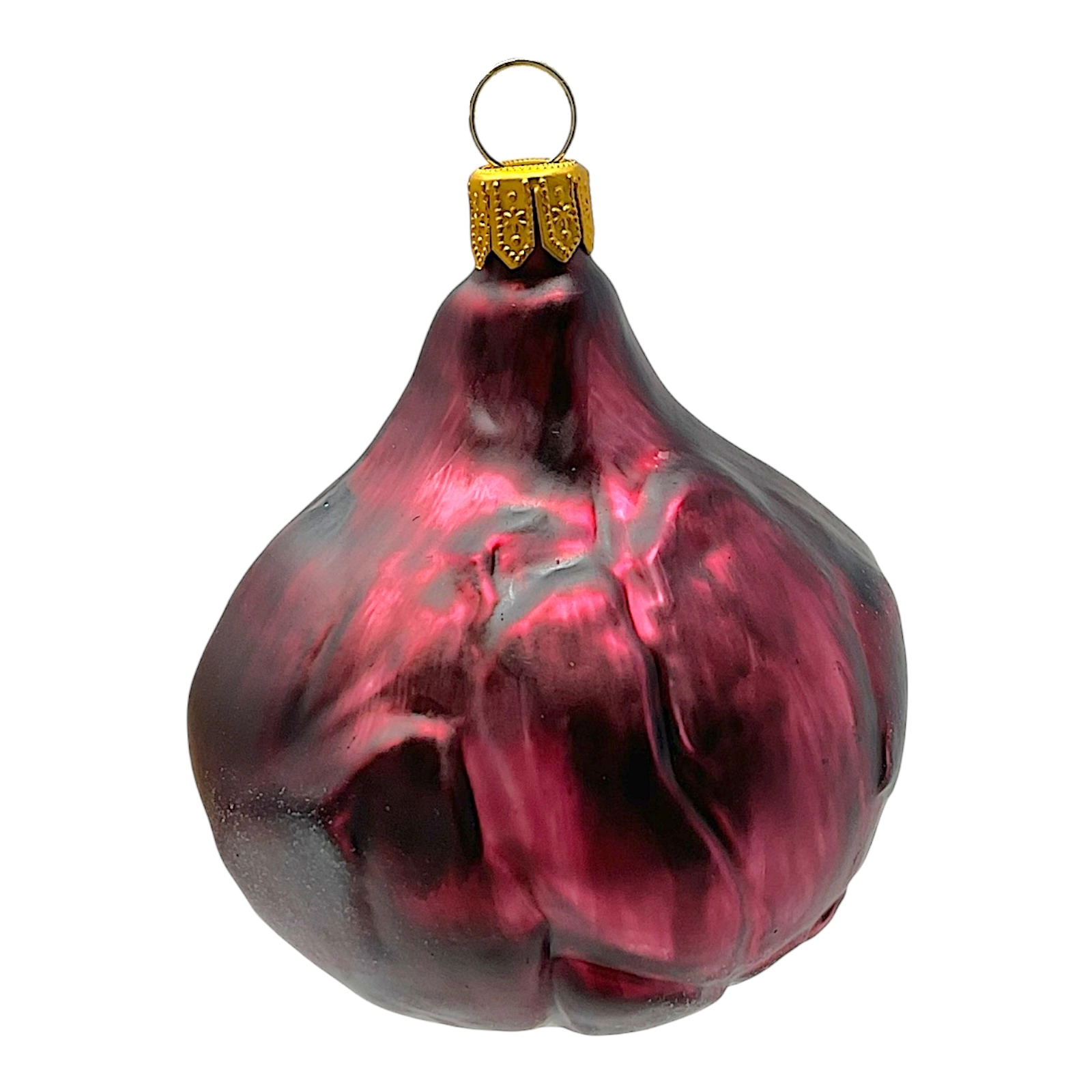Pinnacle Peak Trading Company Red Onion Vegetable Polish Blown Glass Christmas Ornament Set of 2 Decorations