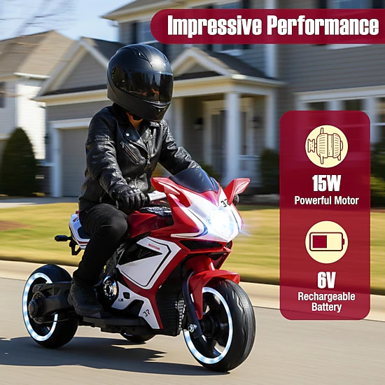 SUGIFT 6V Pink Kids Ride-On Mini Electric Motorcycle with LED Lights and Soft Start 31-in W 66-lb Rider