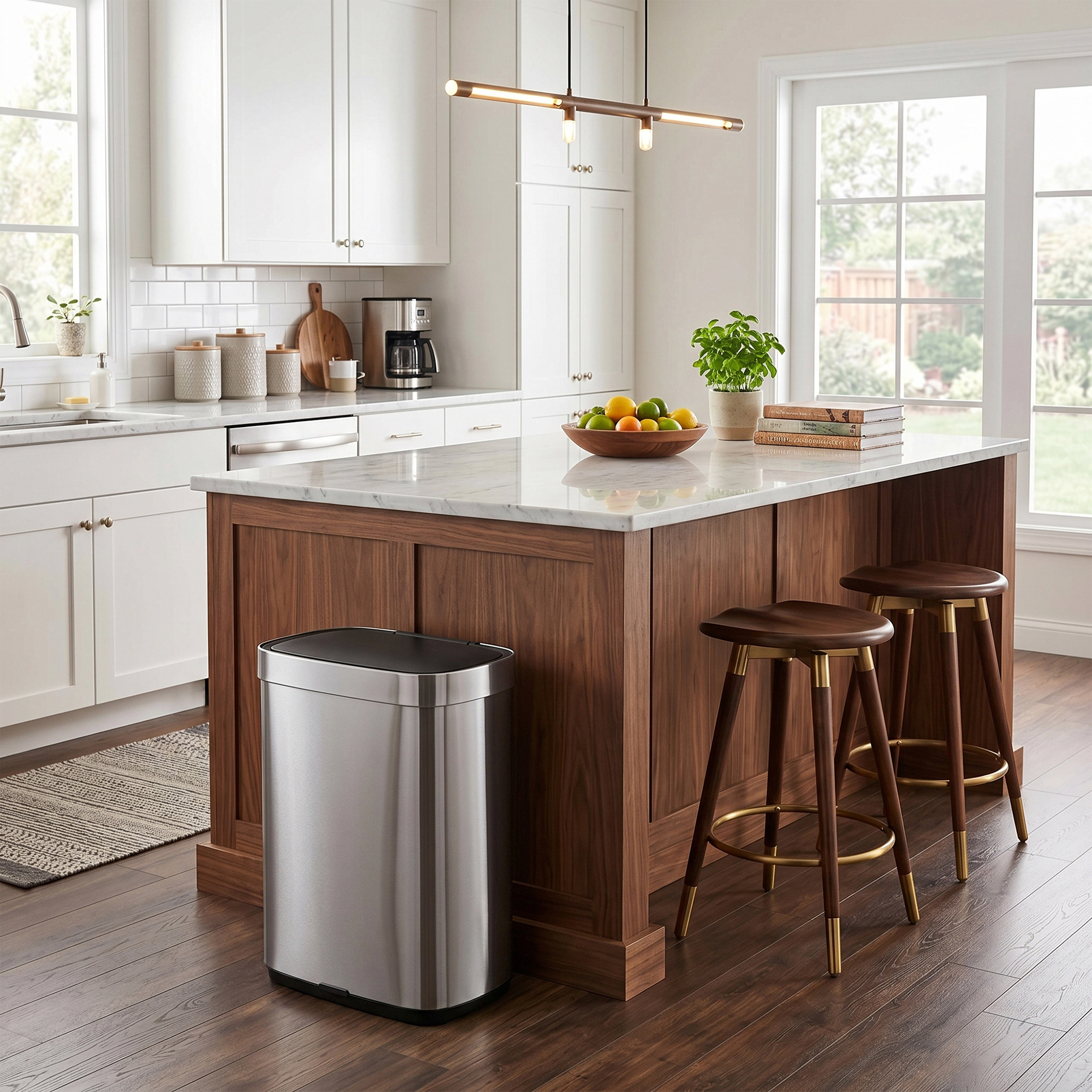 Innovaze 13 Gallon Touchless Motion Sensor Stainless Steel Kitchen Trash Can, Includes 45 Trash Bags
