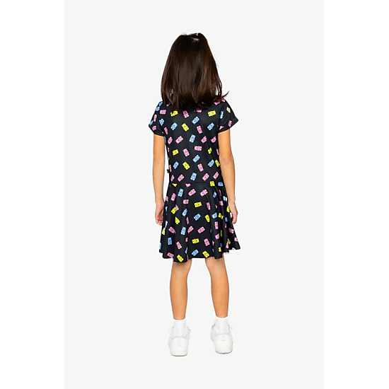 Deux par Deux Girls Gummy Bear Print Short Sleeve Drop-Waist Dress