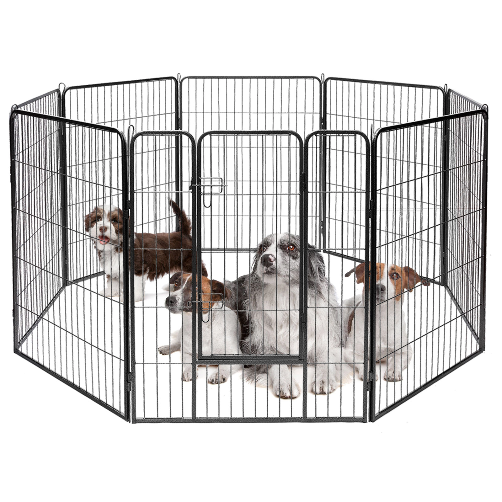 SUGIFT 8-Panel Heavy Duty Steel Pet Playpen Fence Gate with Door 31.5 x 48-in or 31.5 x 40-in Panels As Picture Show