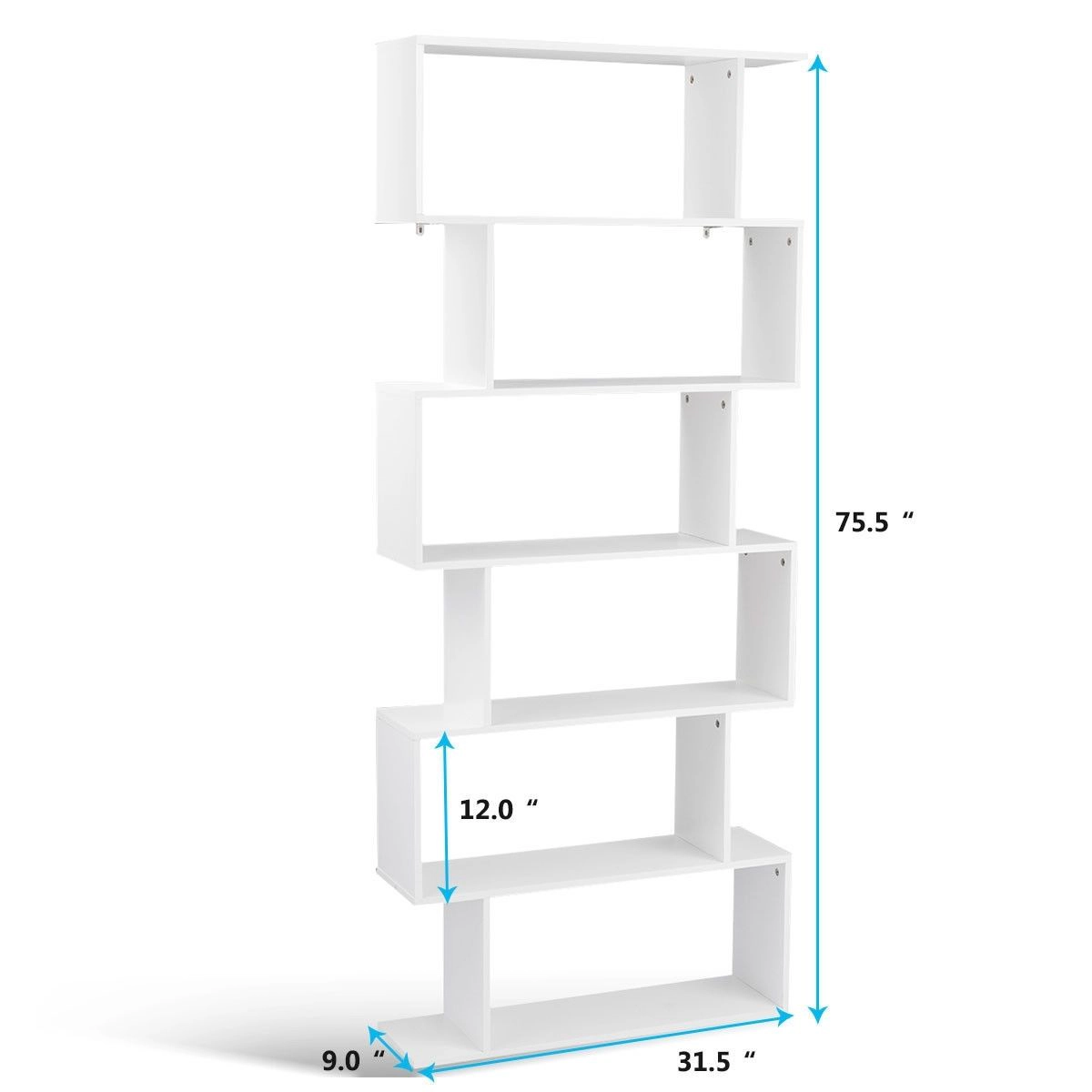 SlickBlue 6-Tier S-Shaped Bookshelf, Freestanding Display Shelf