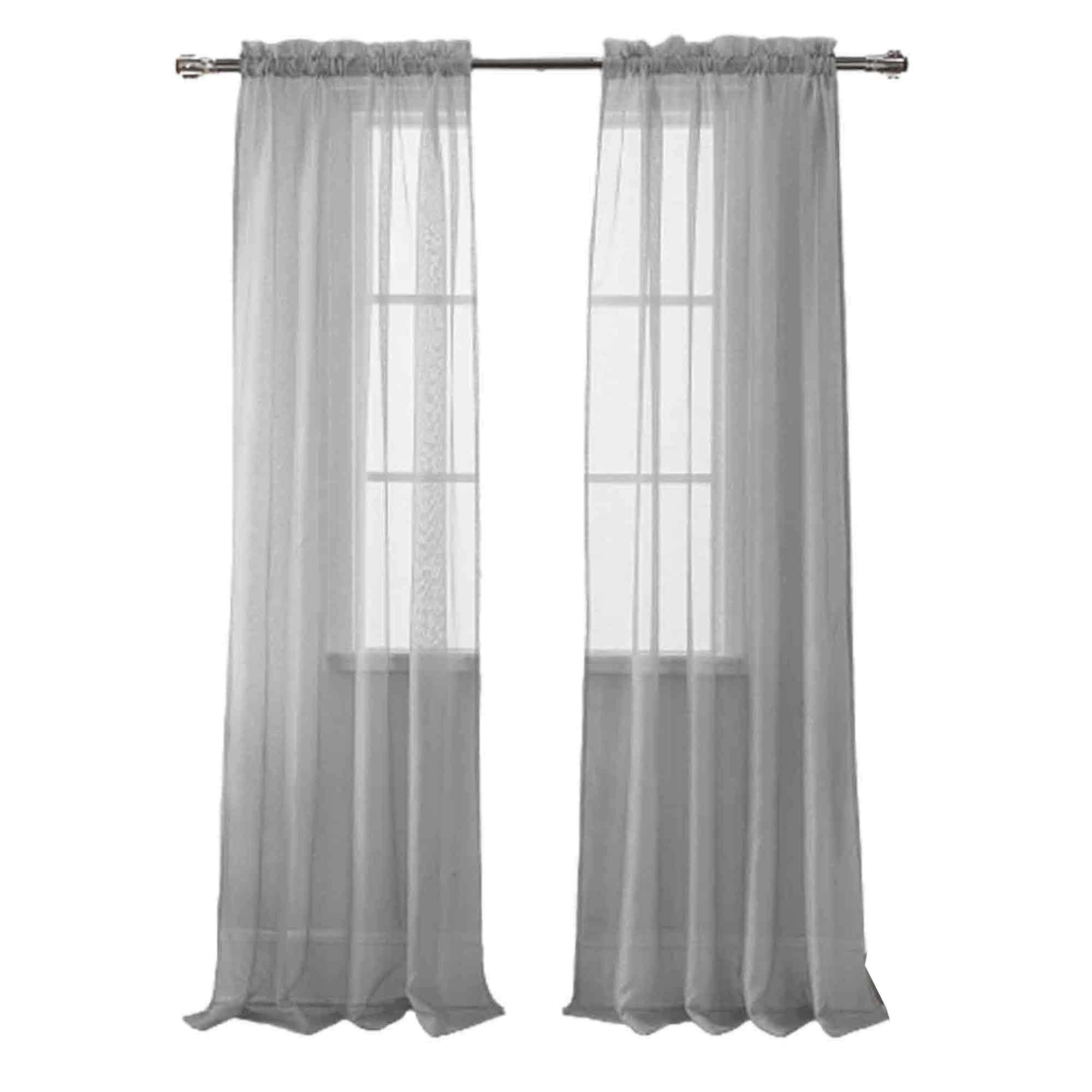 Olivia Gray Celine Sophisticated Sheer Curtain Panel for Living Room Bedroom Dining Room 55" x 90" Charcoal