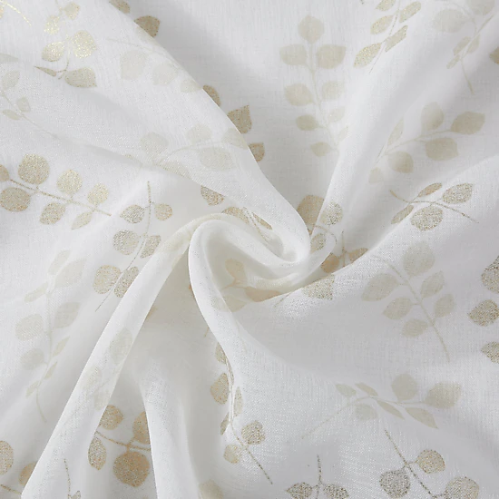 Dainty Home Clarissa Linen Textured Metallic Fabric Shower Curtain with 12 Matching Hooks 70" x 72"