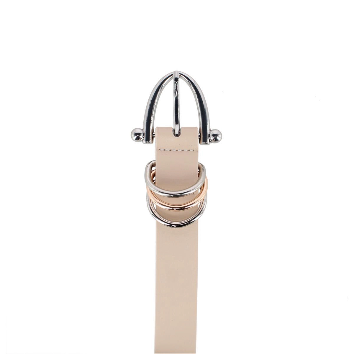 CTM Women's Skinny Dress Belt with Triple Ring Detail