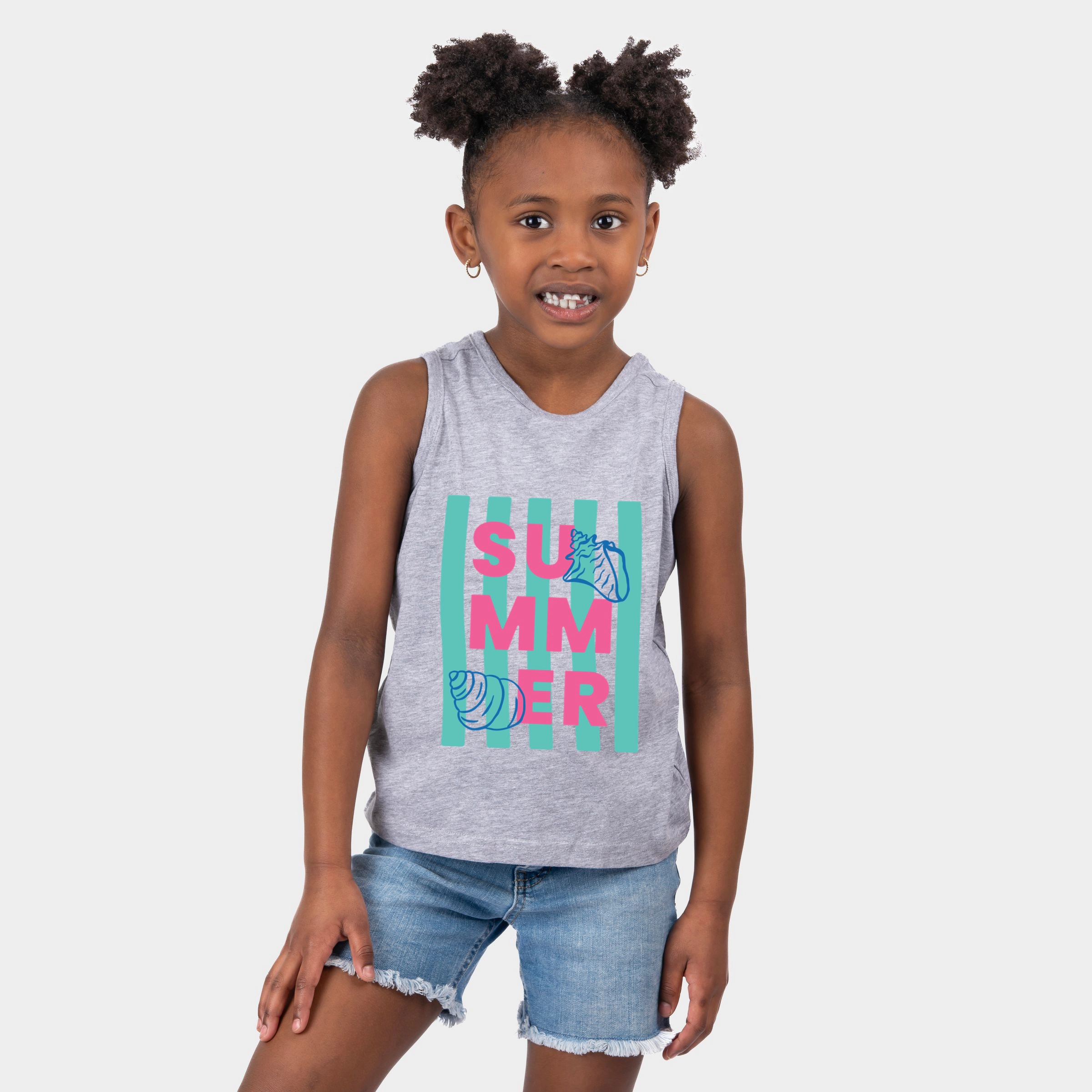 The Juniper Shop - Summer Stripes Seashells Youth Tank Top