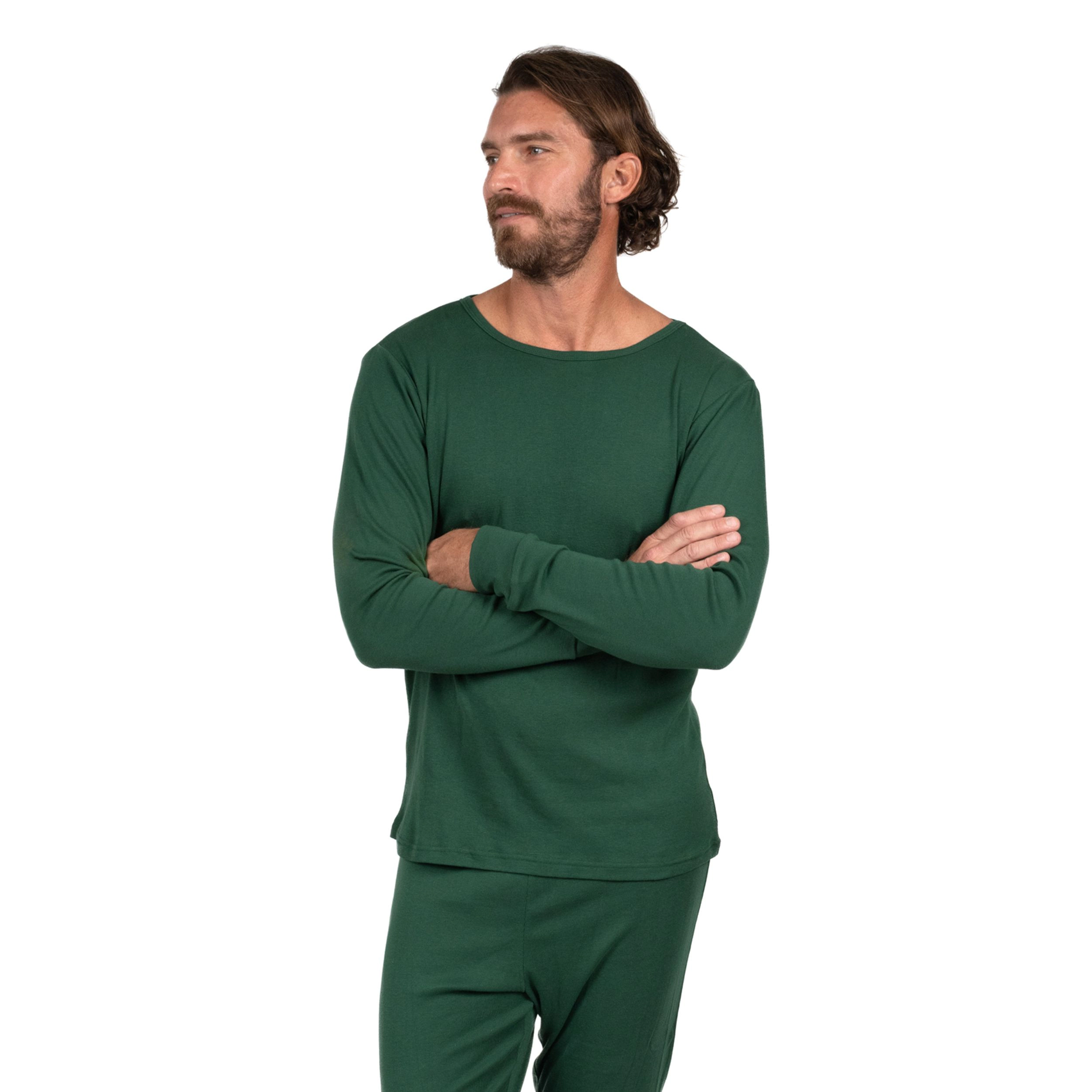 Leveret Mens 2-pc. Boho Solid Long Sleeve Cotton Snug Fit Pajamas