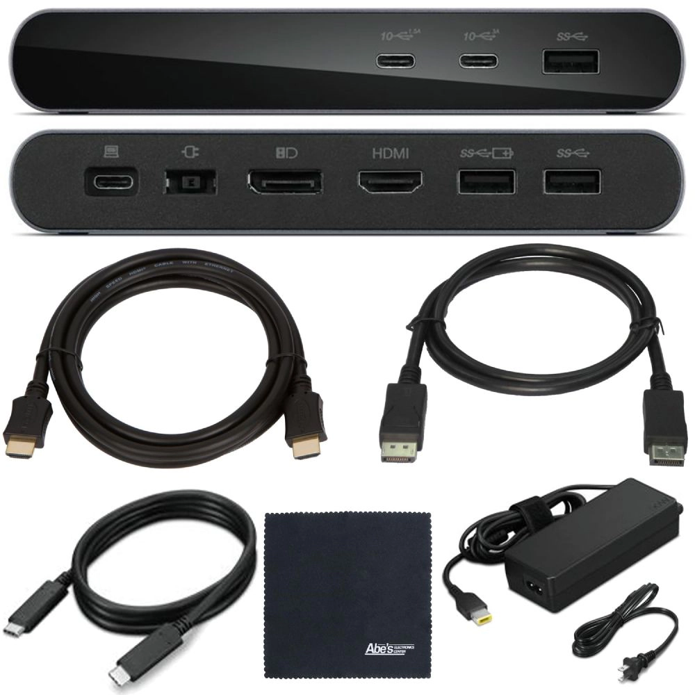 Lenovo Docking Station USB-C Universal Business Dock, Dual Display: Includes USB-C Cable + Power Adapter + Zoomspeed