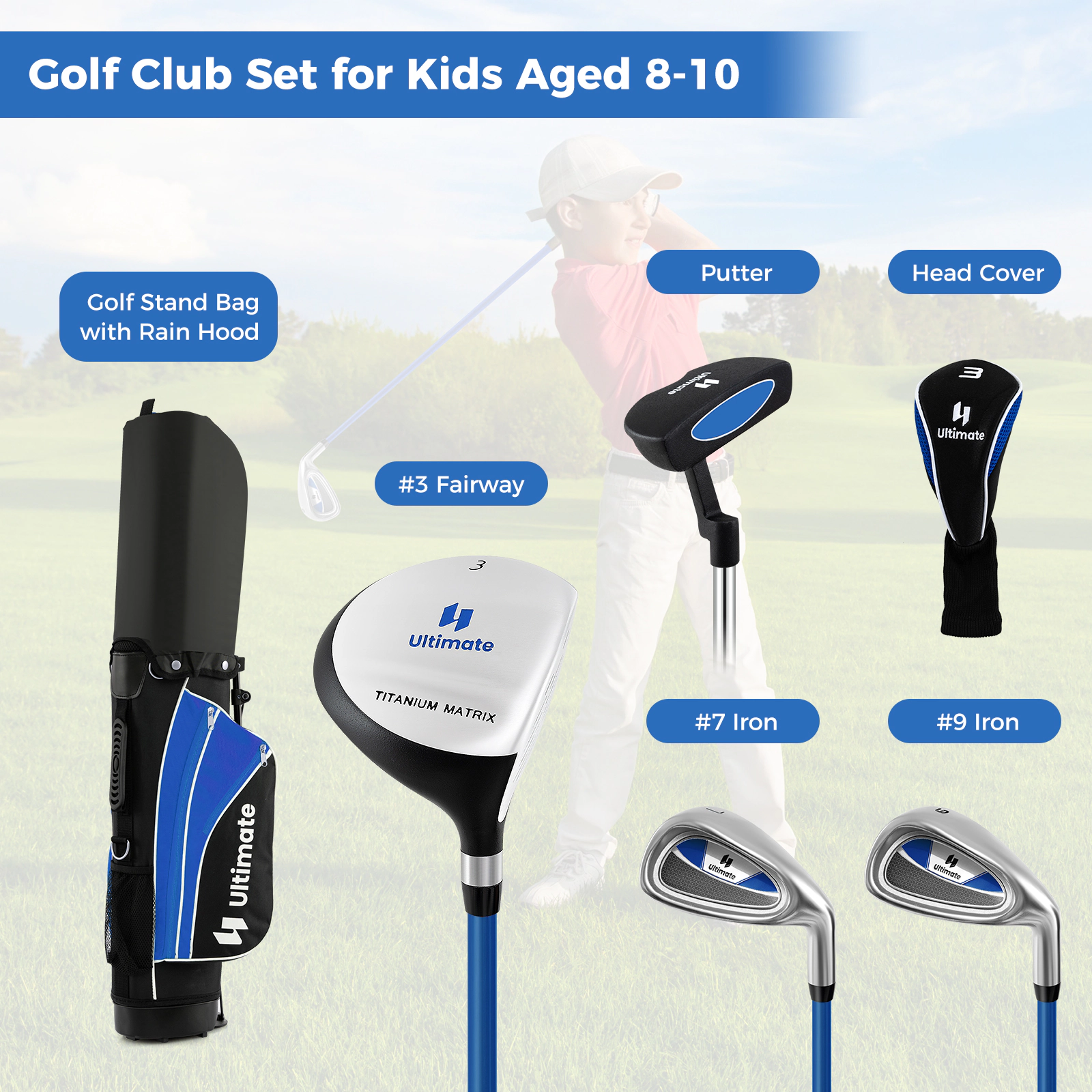 LJG Junior Complete Golf Club Set for Age 8 to 10
