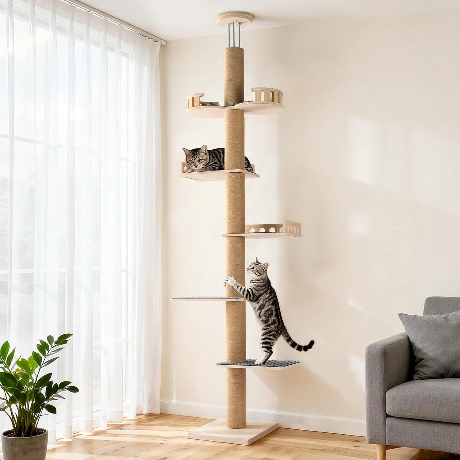 Veehoo Adjustable High-Tension Cat Tower