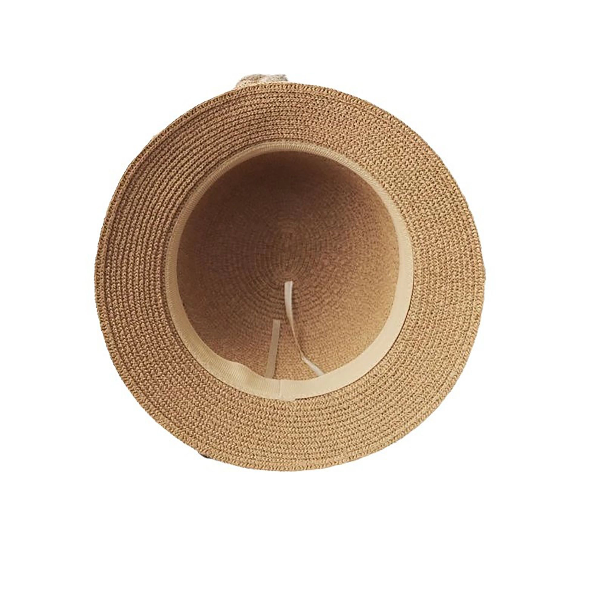 Anna-Kaci Womens Straw Cloche Sun Hat with Wide Brim and Decorative Bow