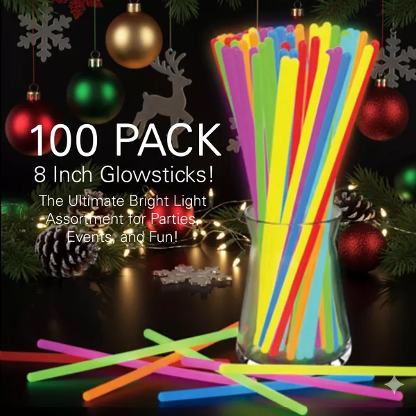 Sperric 100Pcs Glow Sticks Bulk 8" Glow Stick Bracelets for Kids, Glow in the Dark Party Favors Halloween Party Supplies
