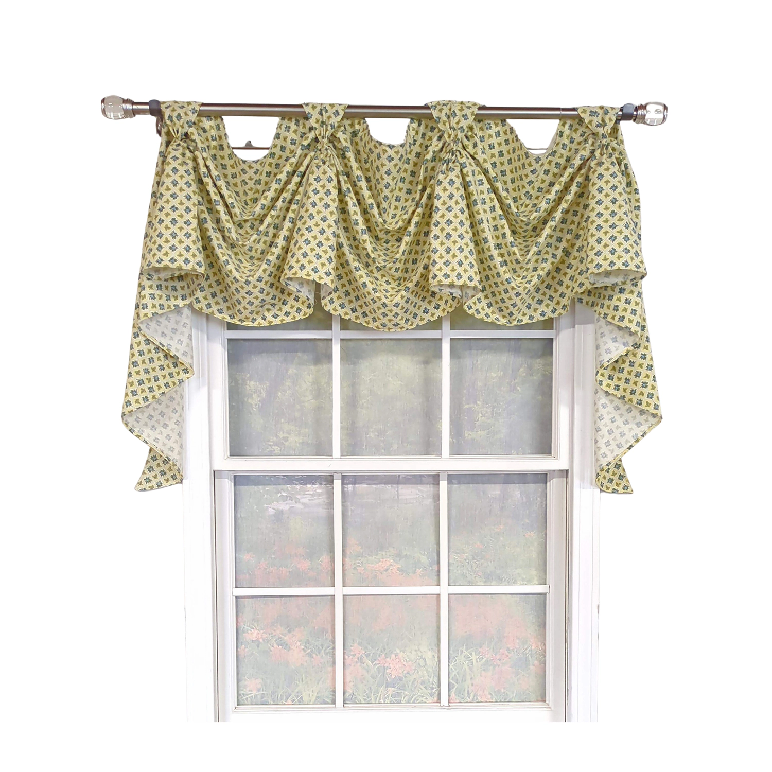 RLF Home Little Treasure 3-S Victory 100% Cotton Tab Top Swag Window Curtain 54" x 25" Yellow