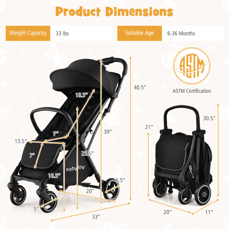 Hivvago One-Hand Folding Portable Lightweight Baby Stroller with Aluminum Frame