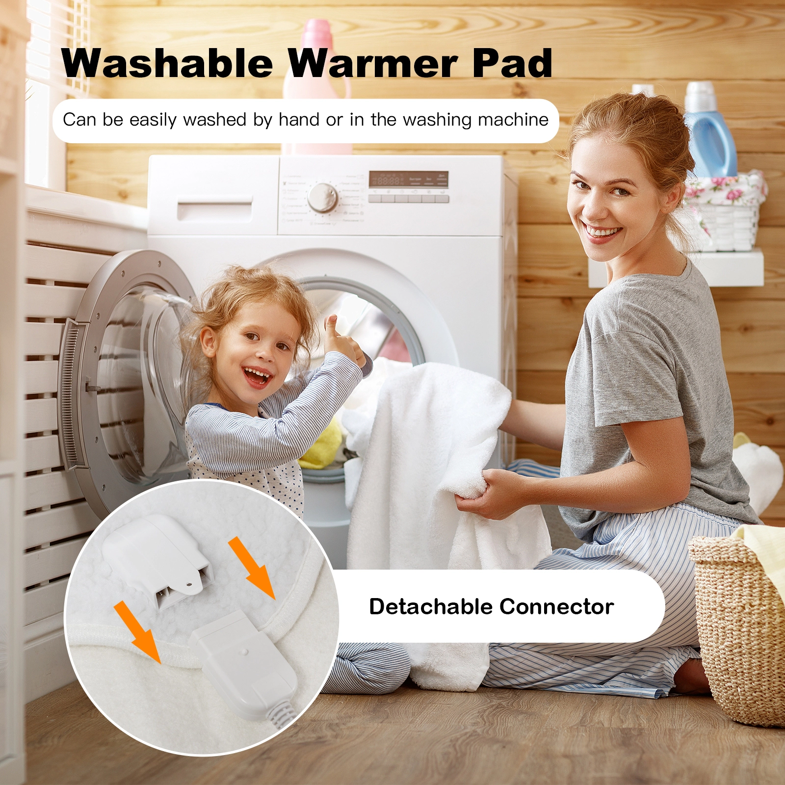 SUGIFT 71 x 30 Inch Massage Bed Warmer White Heating Pad with 5 Heat Settings