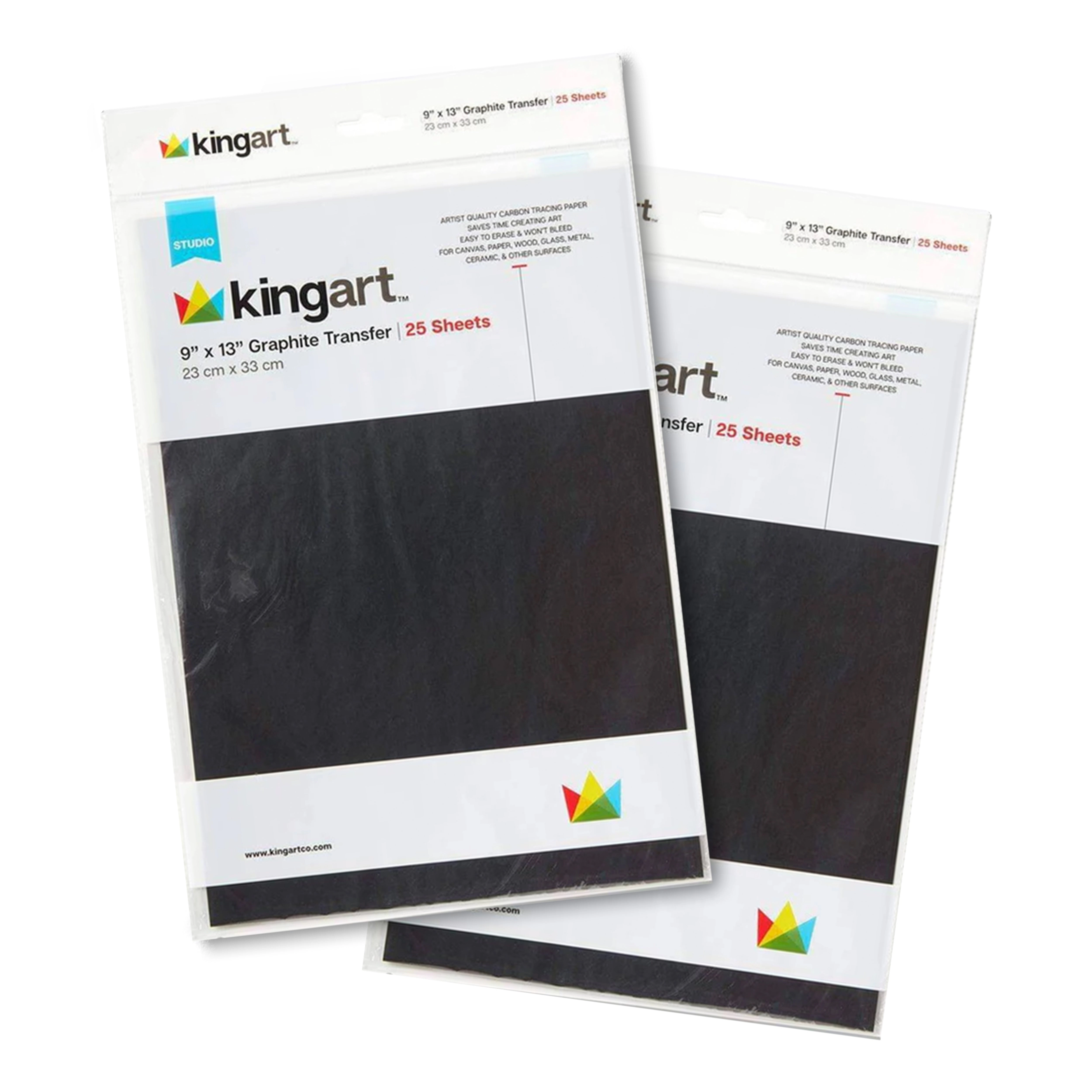 KINGART Graphite Transfer Paper 9" x 13" - 2 Pack (50 Sheets)
