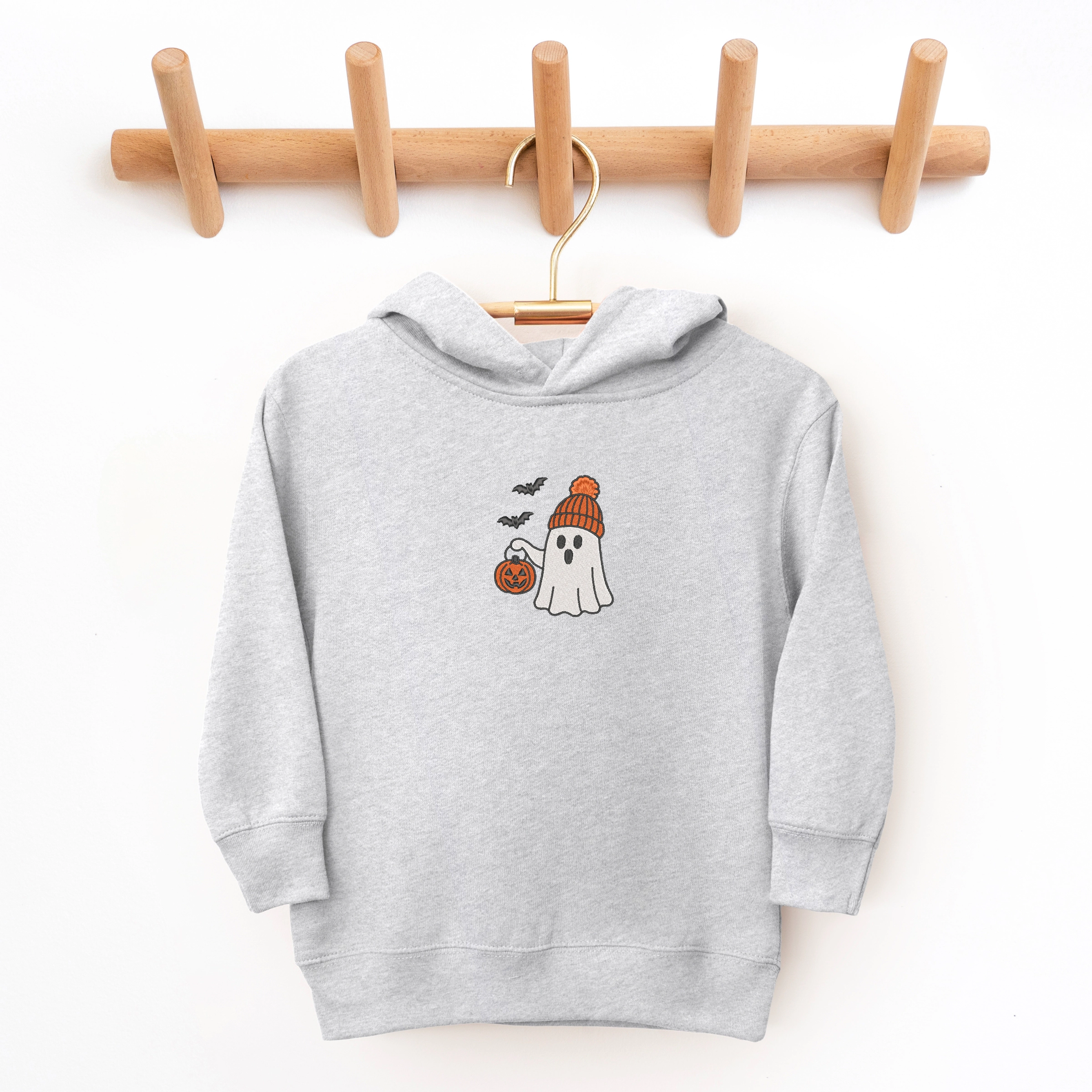 The Juniper Shop - Toddler Hoodie Embroidered Beanie Ghost