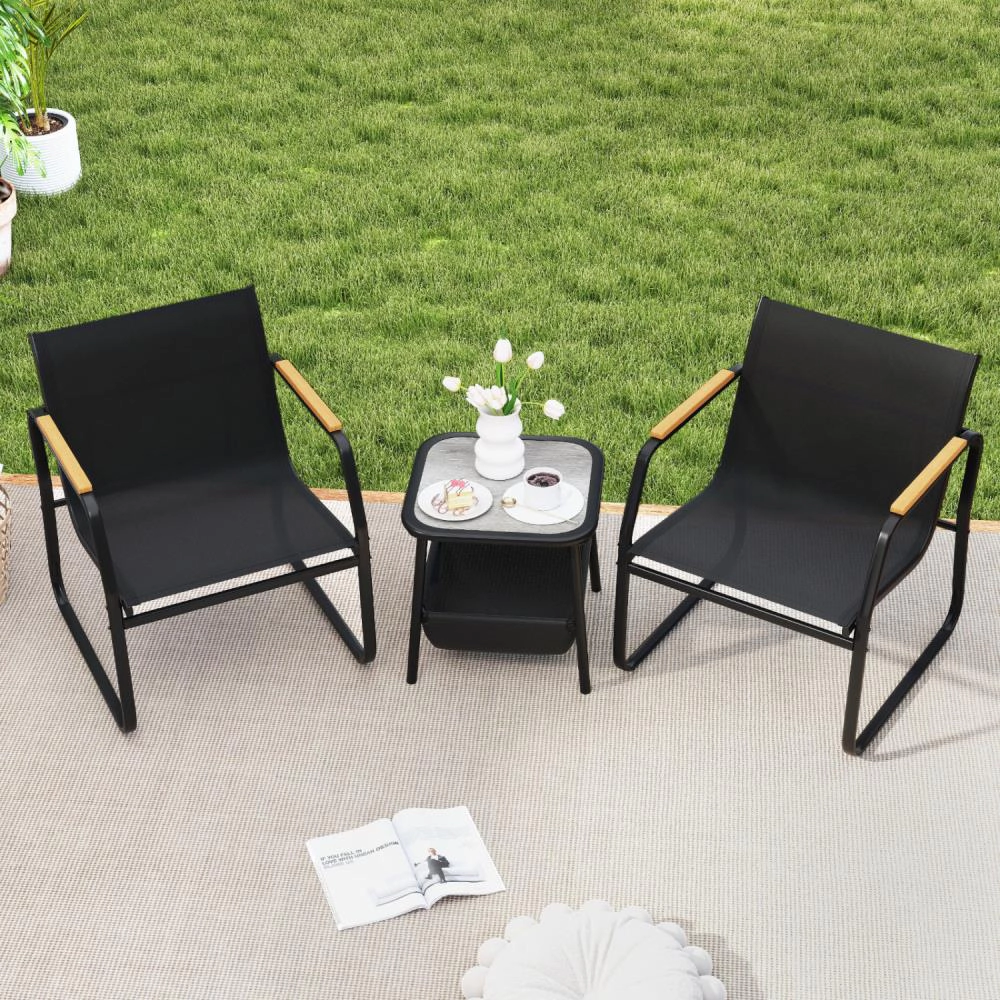 Hivvago 3 Pieces Patio Furniture Set Outdoor Bistro Conversation