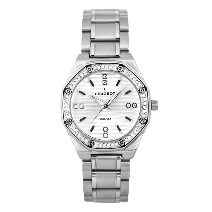 Peugeot Women's 32mm Hex Shape Silver Bracelet Watch