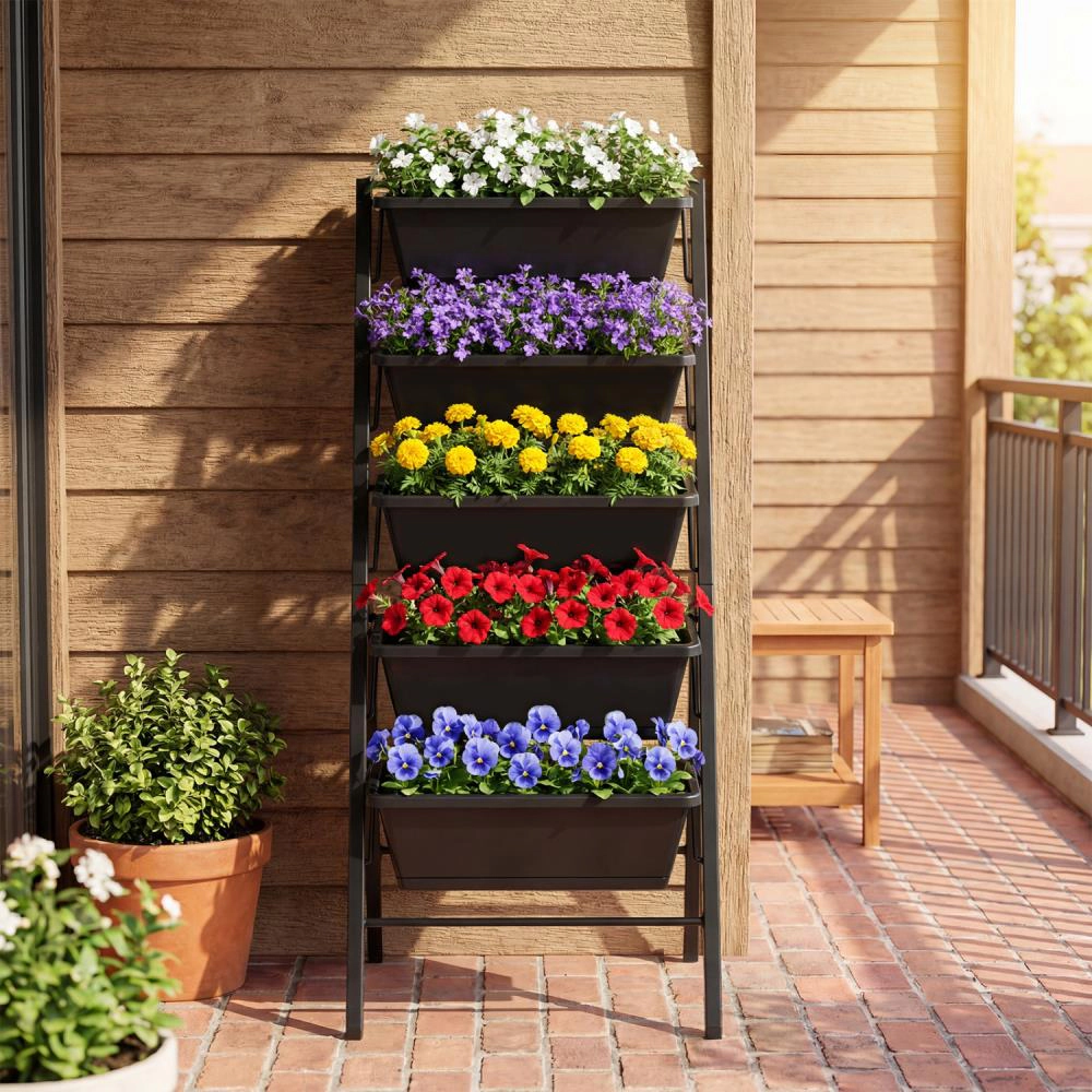 Hivvago 5-Tier Vertical Raised Garden Bed with Drainage Holes for Patio