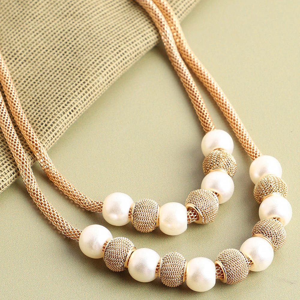 SOHI Women's Gold Plated Pearl Necklace