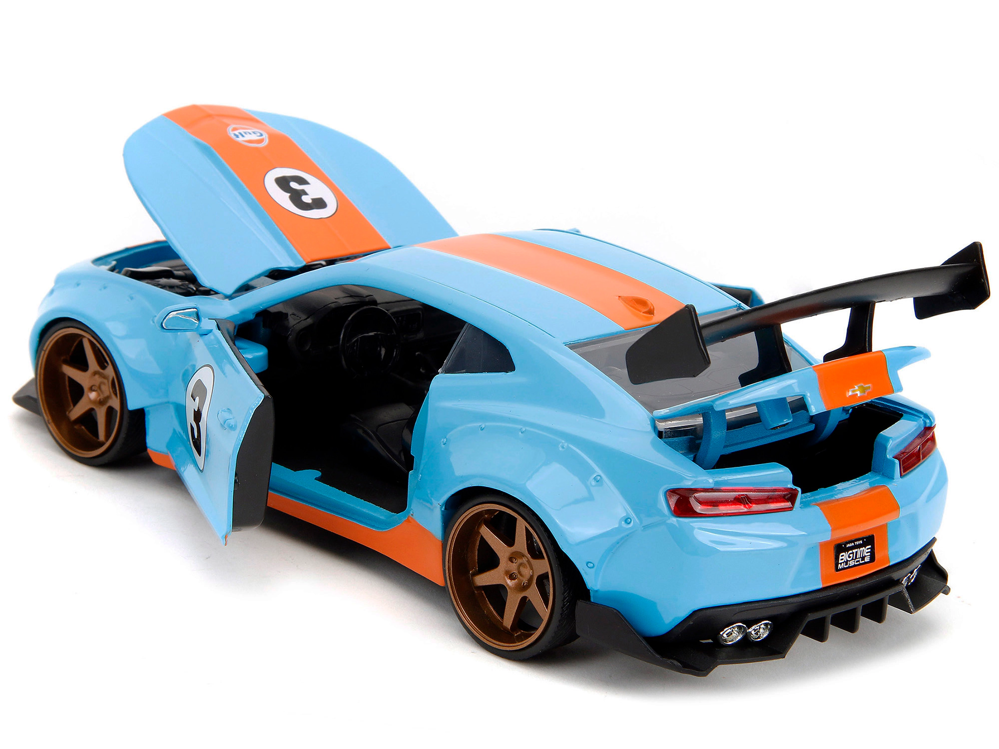 Jada 2016 Chevrolet Camaro Widebody #3 Light Blue with Orange Stripes "Gulf Oil" "Wide Body" Series 1/24