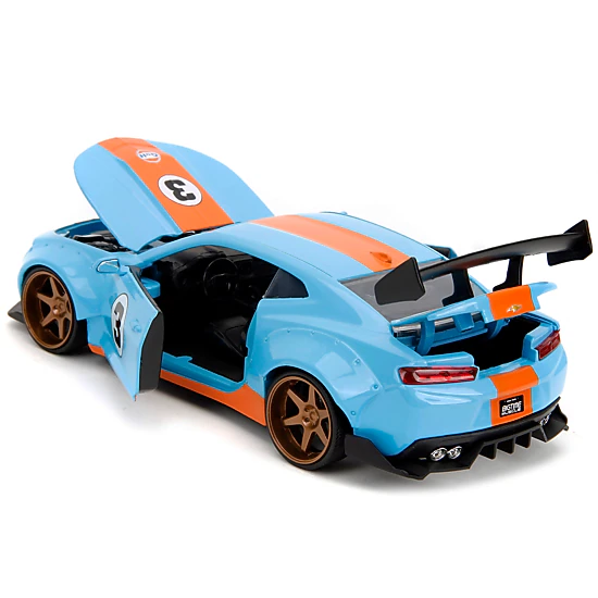 Jada 2016 Chevrolet Camaro Widebody #3 Light Blue with Orange Stripes "Gulf Oil" "Wide Body" Series 1/24
