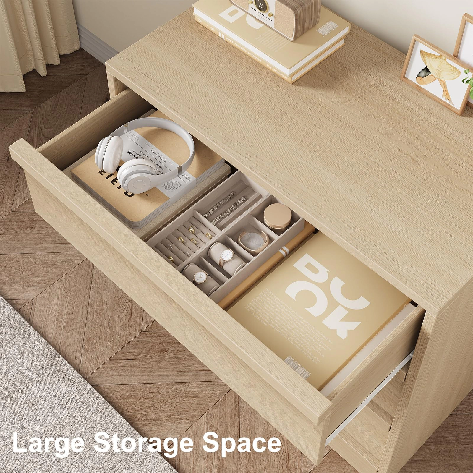 3 Drawer Dresser Nightstand, Modern Small Chest with Storage for Bedroom or Living Room