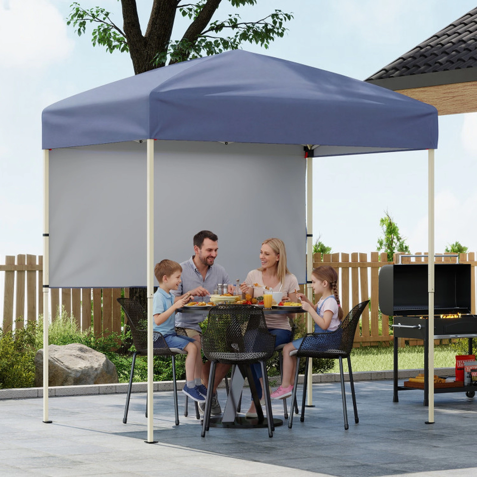 SUGIFT Pop-Up Canopy Tent with Half Sidewall Easy Setup Folding Outdoor Sun Shelter 15.5-lb Net Weight Gray