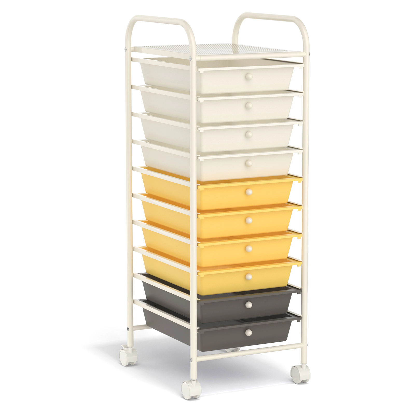 SUGIFT 10-Drawer Rolling Storage Cart Organizer with 4 Universal Casters 3-lb Drawer Capacity Yellow
