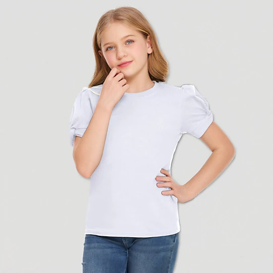 Arshiner Girl's Twist Short Sleeve Crewneck T-Shirt