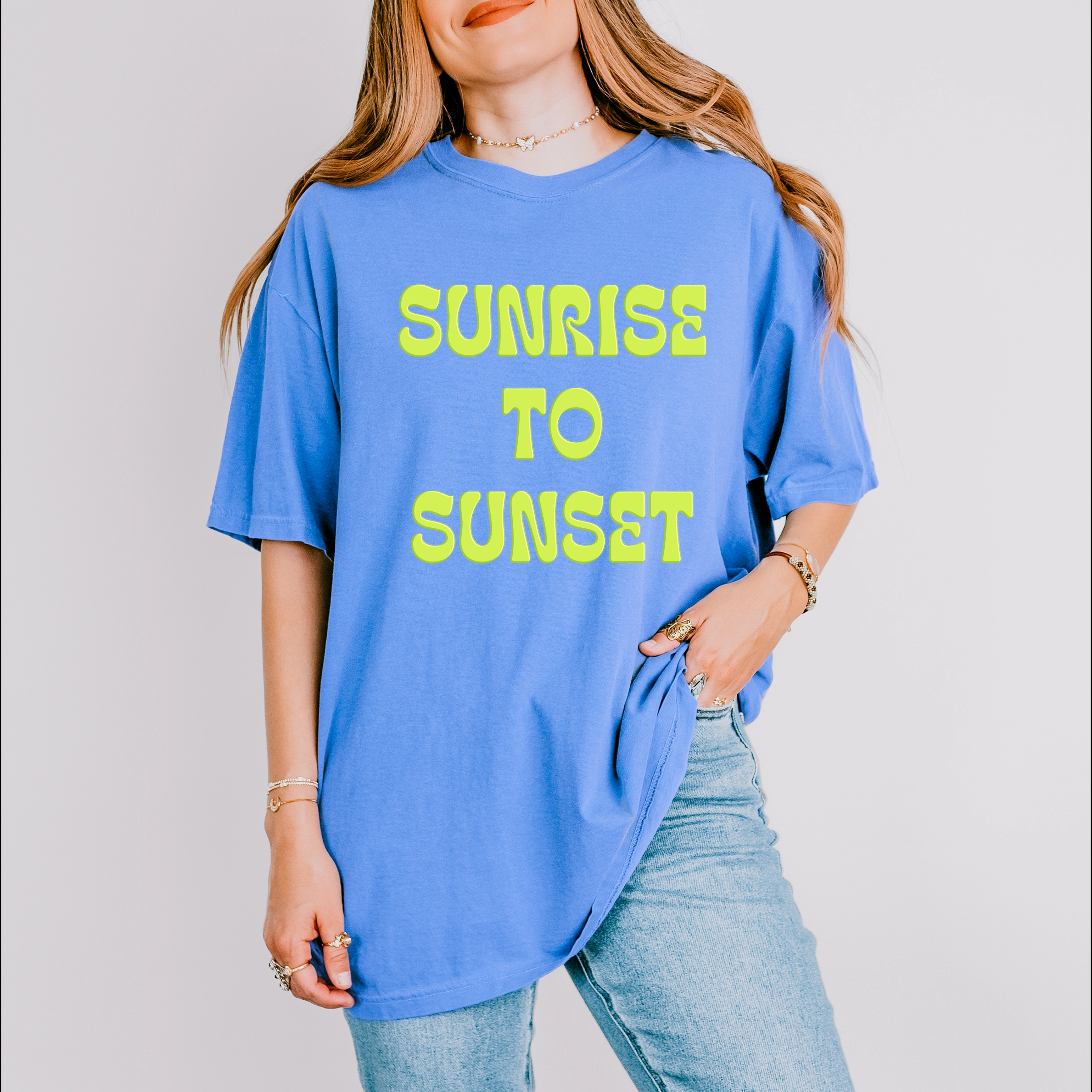 Simply Sage Market - Sunrise To Sunset Puff Print Women's Garment Dyed Graphic T-Shirt