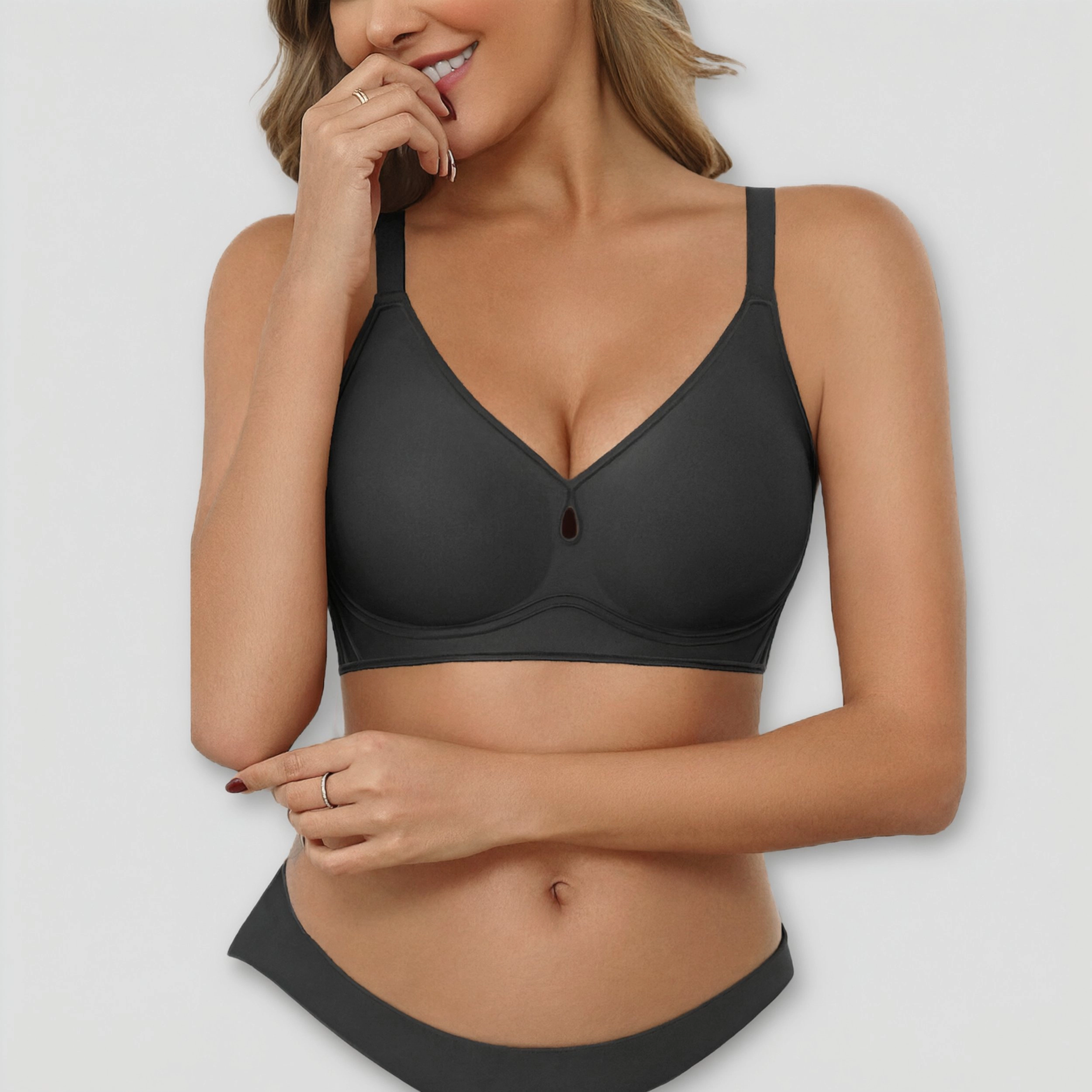 Avidlove Women's Jelly Wireless Plunge Seamless Textured Stripe Bra
