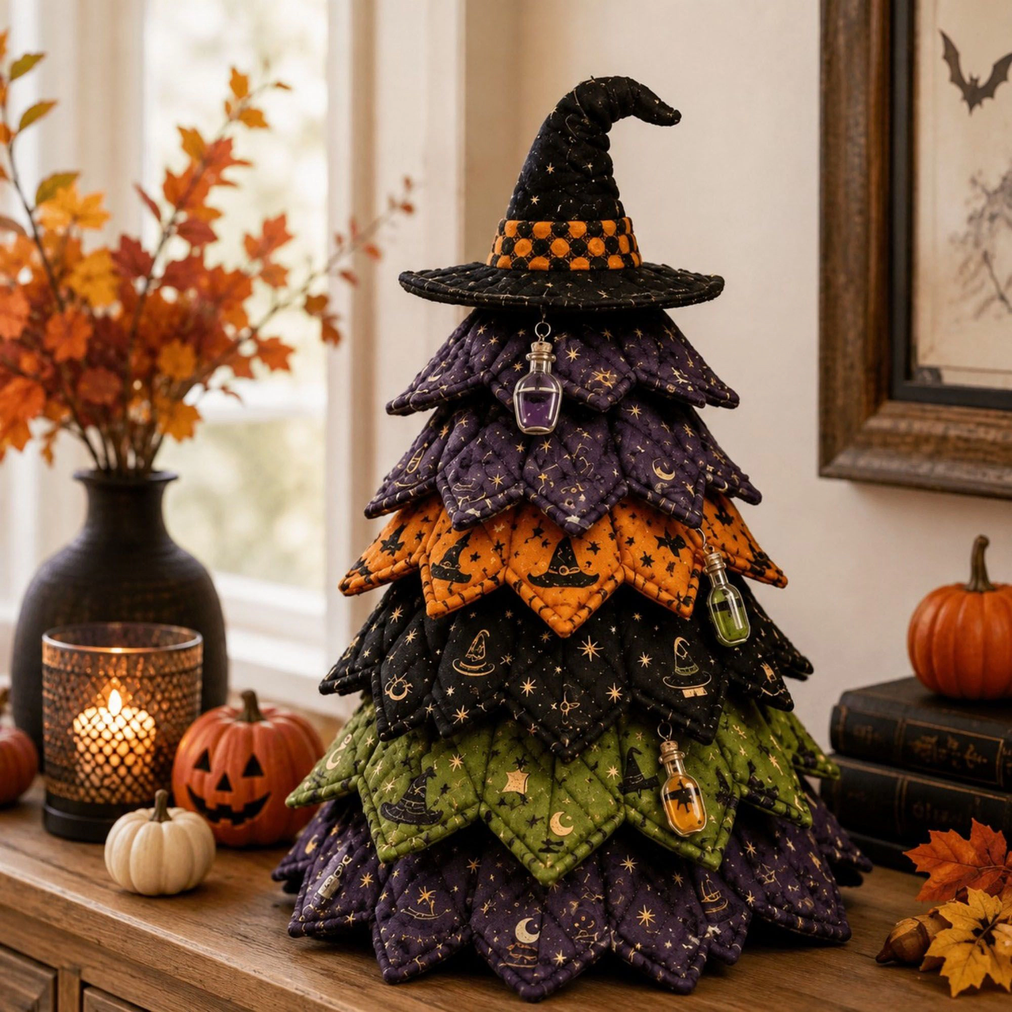 Alilang Halloween Witch Tree Handmade Fabric DIY Sewing Craft Kit