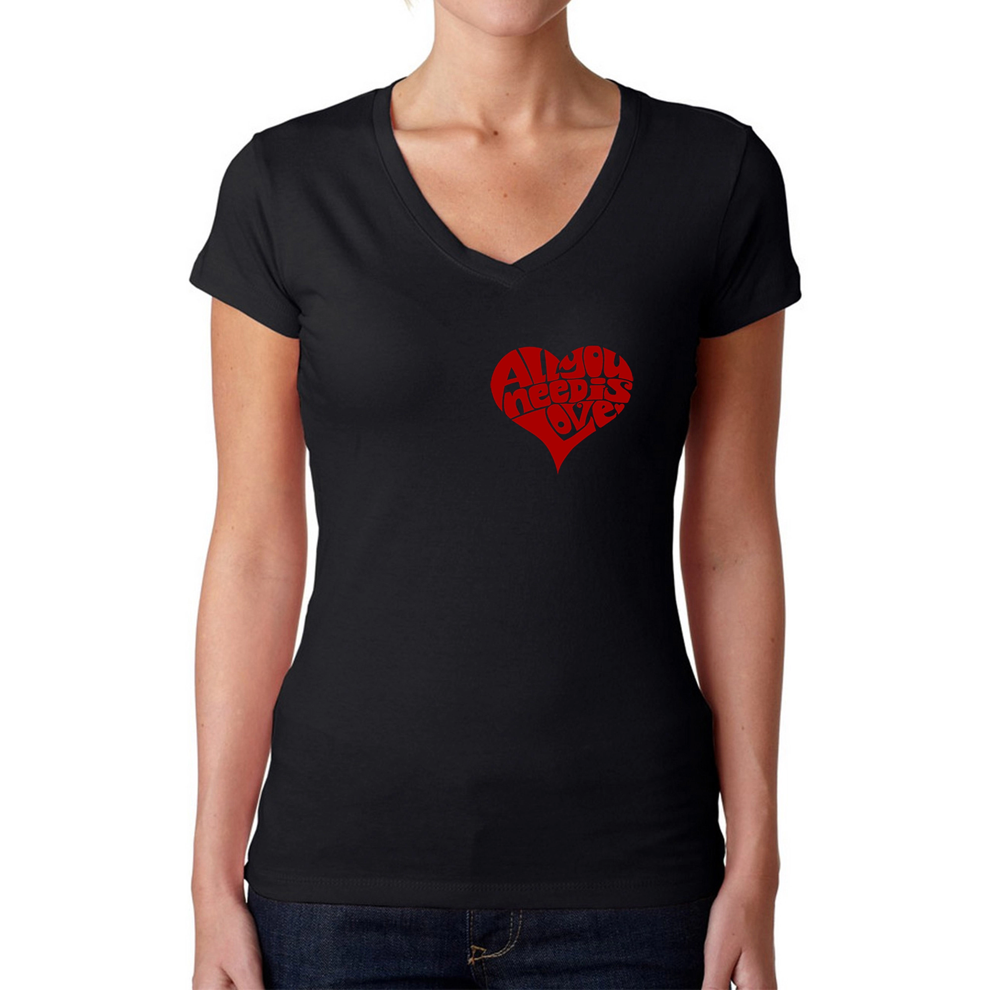 LA Pop Art Womens Word V-Neck T-Shirt