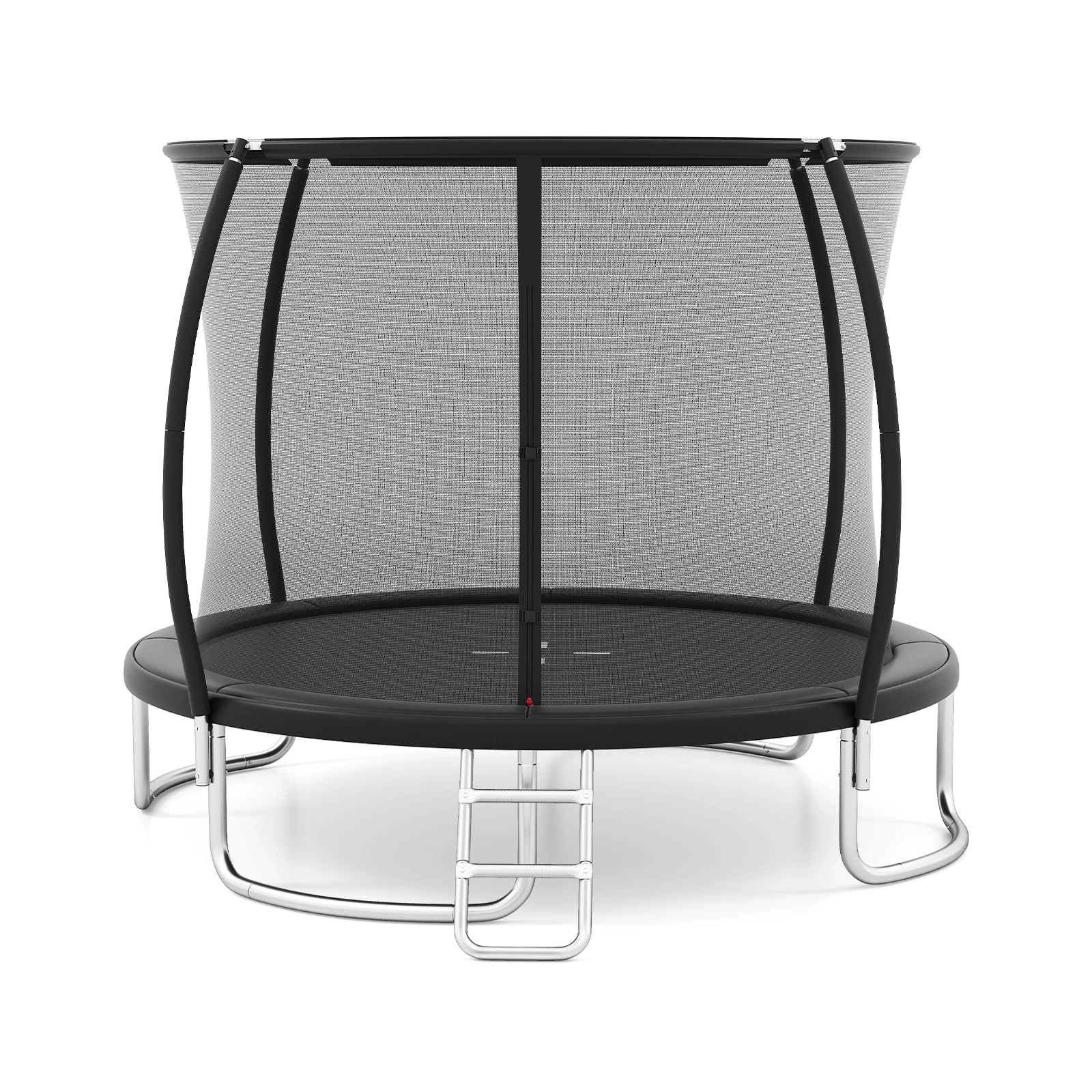 SUGIFT Black Curved Pole Safety Enclosure 12 FT Outdoor Heavy Duty Kids Recreational Trampoline