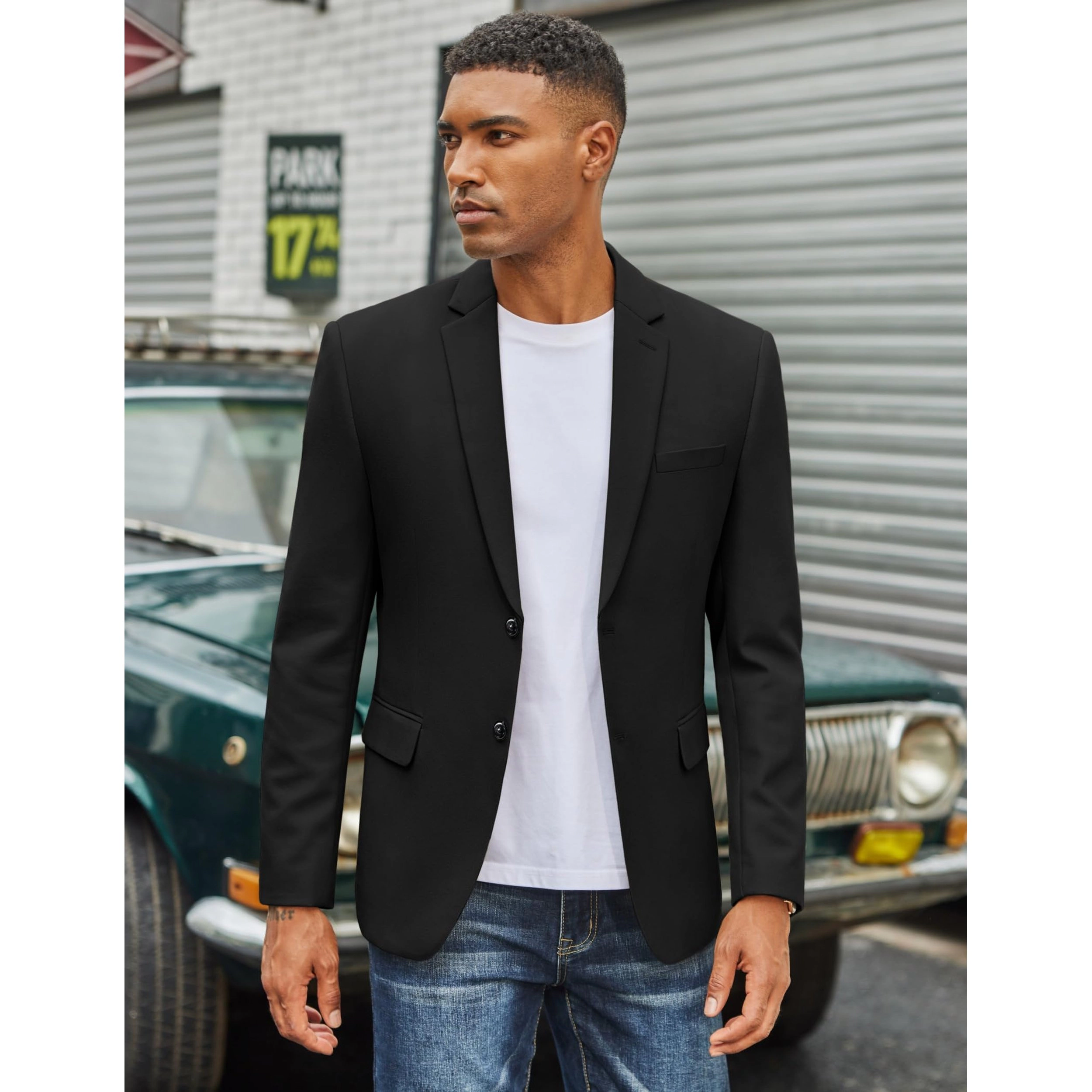 COOFANDY Men's Slim Fit Two Button Notch Lapel Casual Blazer Sport Coat Suit Jacket