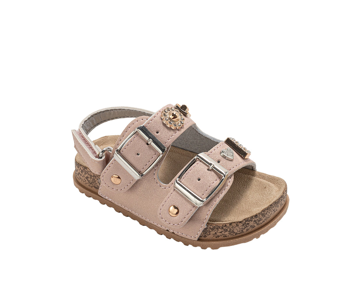 bebe Toddler Girl's Double Buckle Sandals with Back Strap
