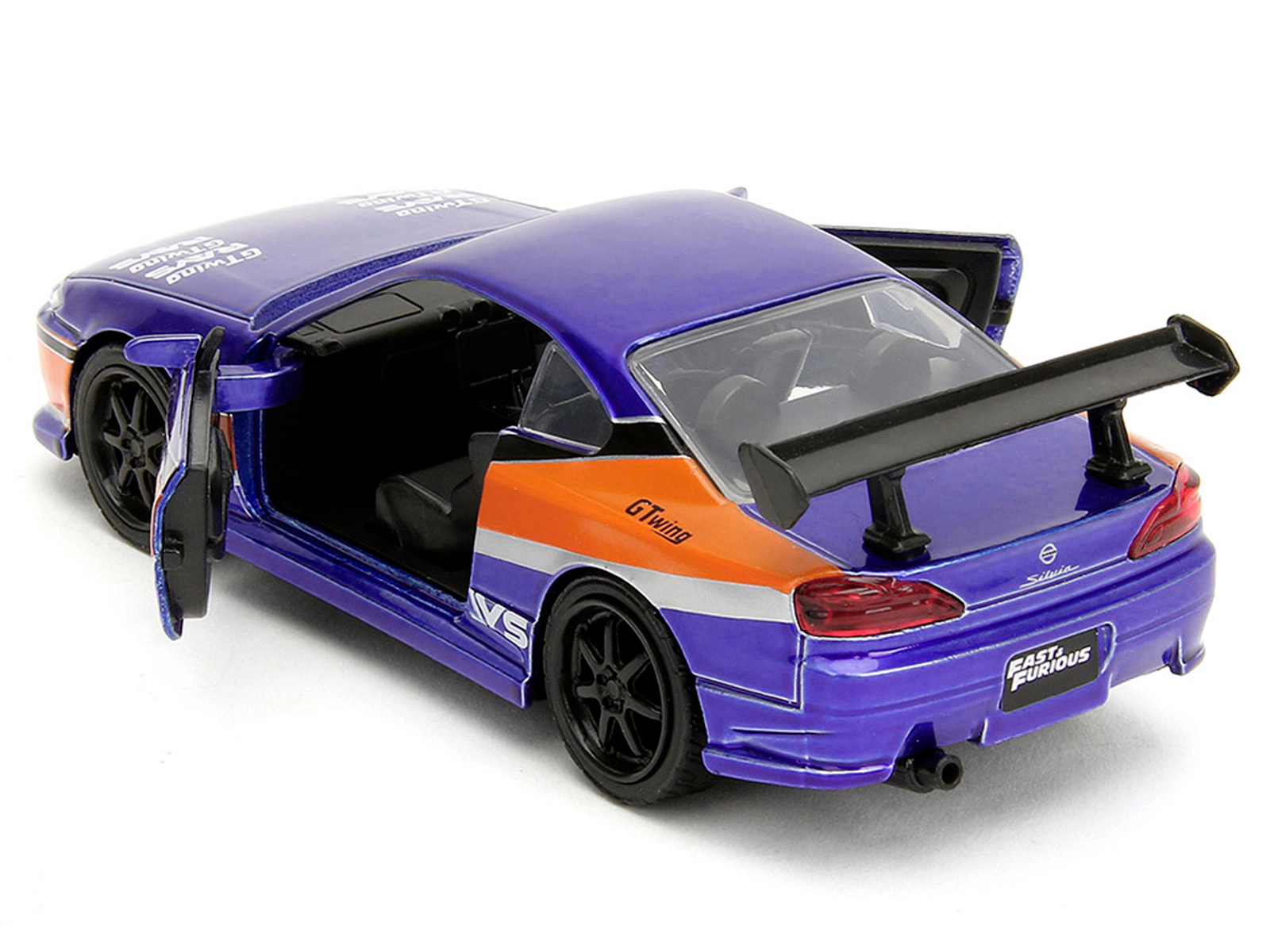 Jada 2001 Nissan Silvia S15 RHD (Right Hand Drive) Blue Metallic with Graphics "The Fast and the Furious