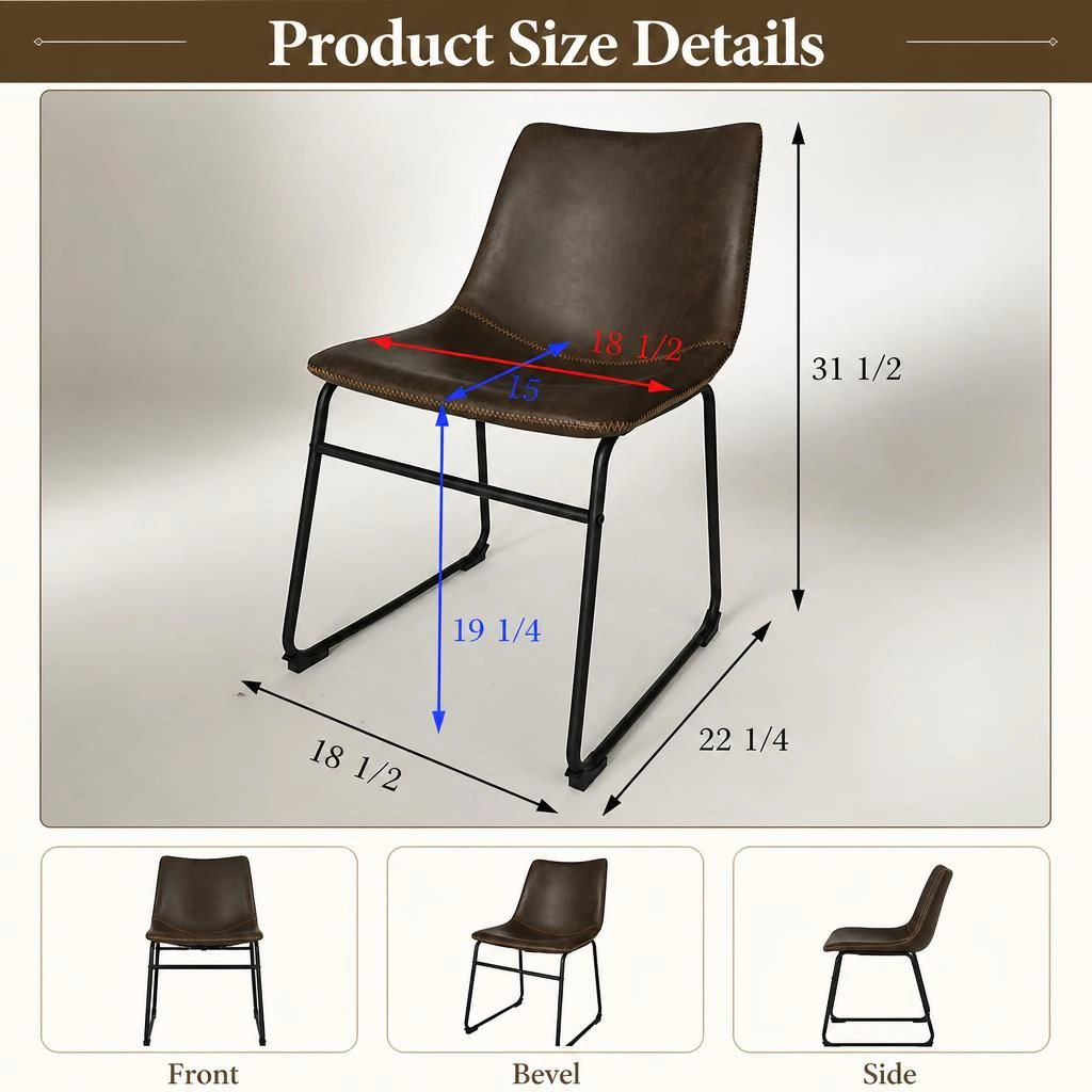 GOODSILO Upholstered Faux Leather Dining Chair Comfortable Seating, Set of 2