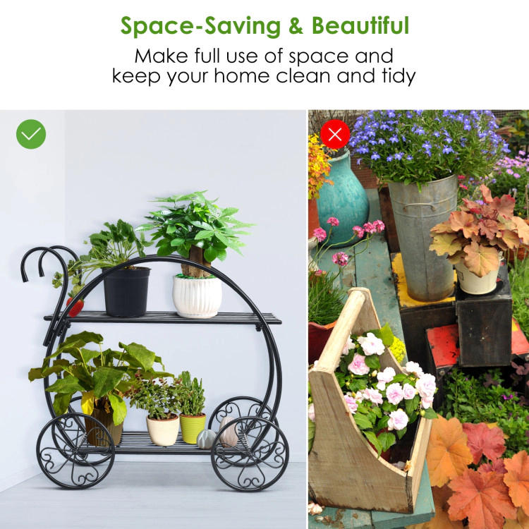 Hivvago Heavy Duty Metal Flower Cart Plant Stand