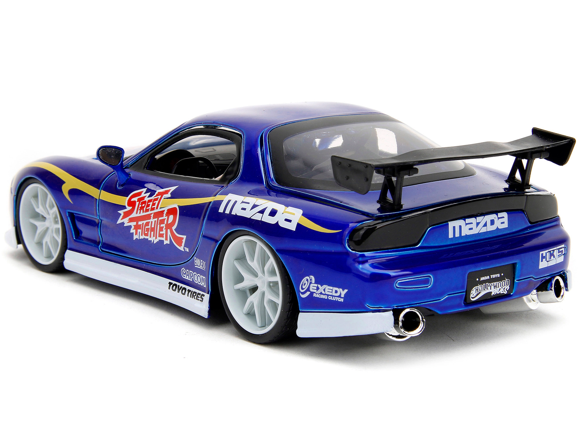 Jada 1993 Mazda RX-7 Candy Blue Metallic with Graphics and Chun-Li Diecast Figure "Street Fighter" Video Game