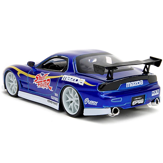 Jada 1993 Mazda Rx-7 Candy Blue Metallic With Graphics And Chun-Li Diecast Figure "Street Fighter" Video Game